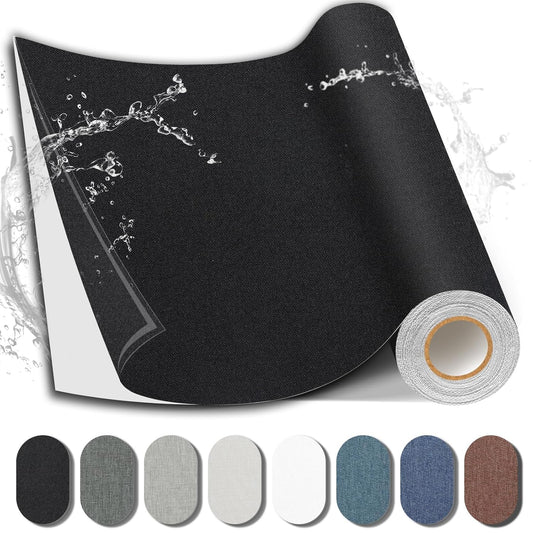 Fabric Repair Patch, 17X79 Inch Fabric Large Repair Tape, Self-Adhesive Patches for Furniture, Sofa, Car Interior, Shoes, Hand Bag, Clothing (Black, 17X79 Inch)