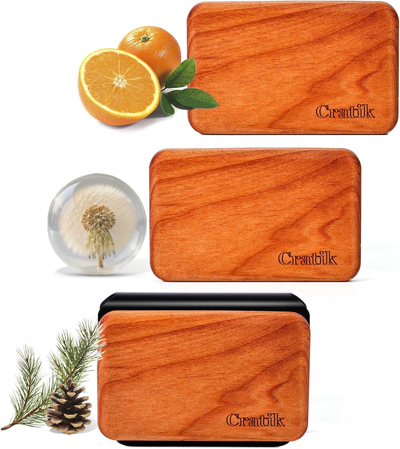 Car Air Freshener - Wood Air Freshener - Car Odor Eliminator for Visor Clip-Variety Scent Refill, Vehicle Scent Diffuser for Cabin, Truck & SUV - Pack of 3 (Grove-Pine-Open air)-CLIP INCLUDED