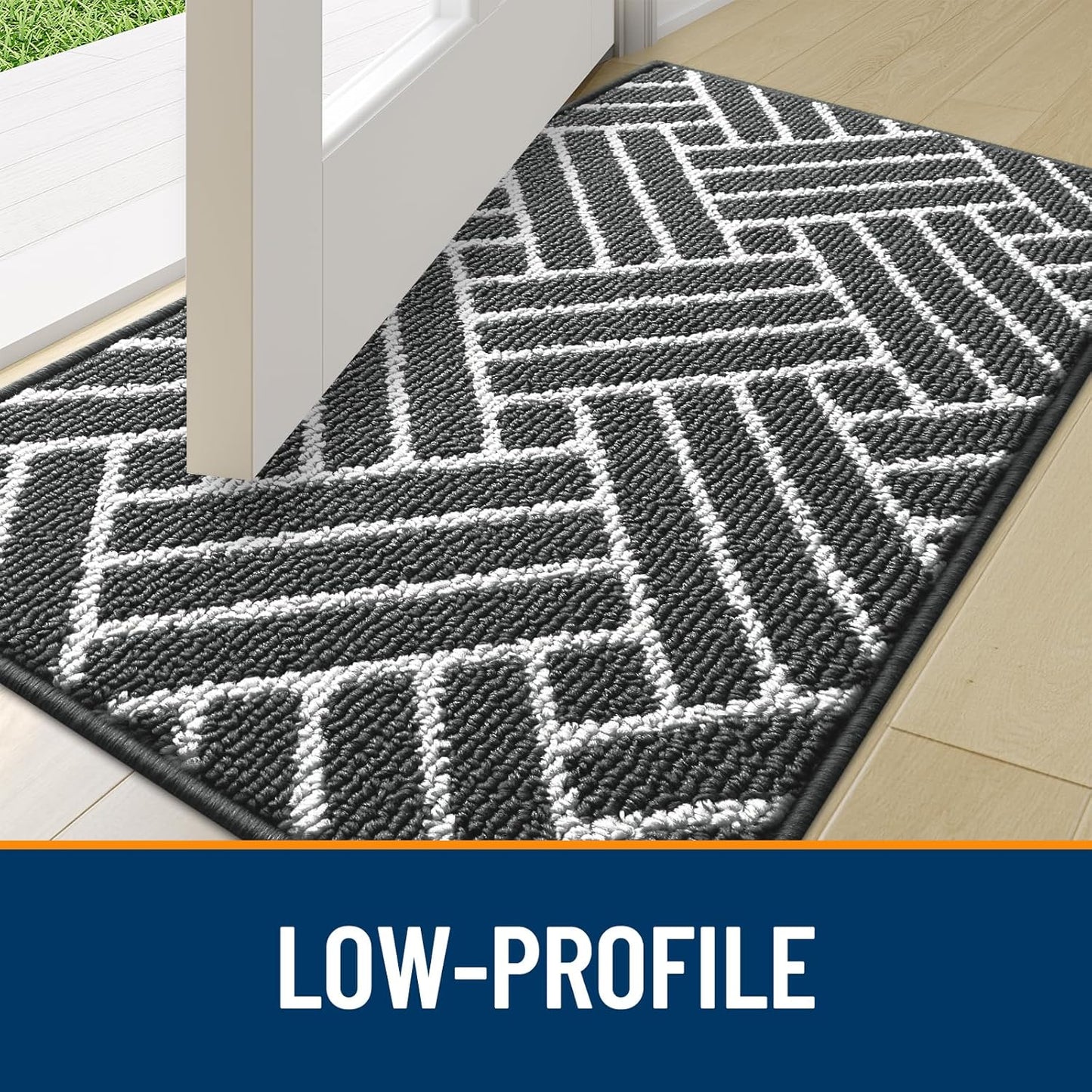 OLANLY Indoor Door Mat, 36x24 Inch, Dirt Resistant and Absorbent, Non-Slip Rubber Backing Floor Mats, Easy Clean Low-Profile Doormat for Entryway, Front Door, and Inside Entrance, Charcoal