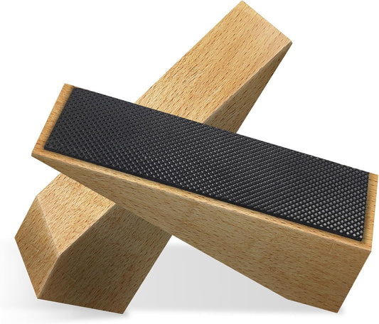 2 Pack Wooden Door Stop - Non-Slip Door Stoppers for Floor - Door Wedges for All Door Types and Surfaces - Each Door Stopper 1.4inch Thick, 4.3inch Long with Rubber