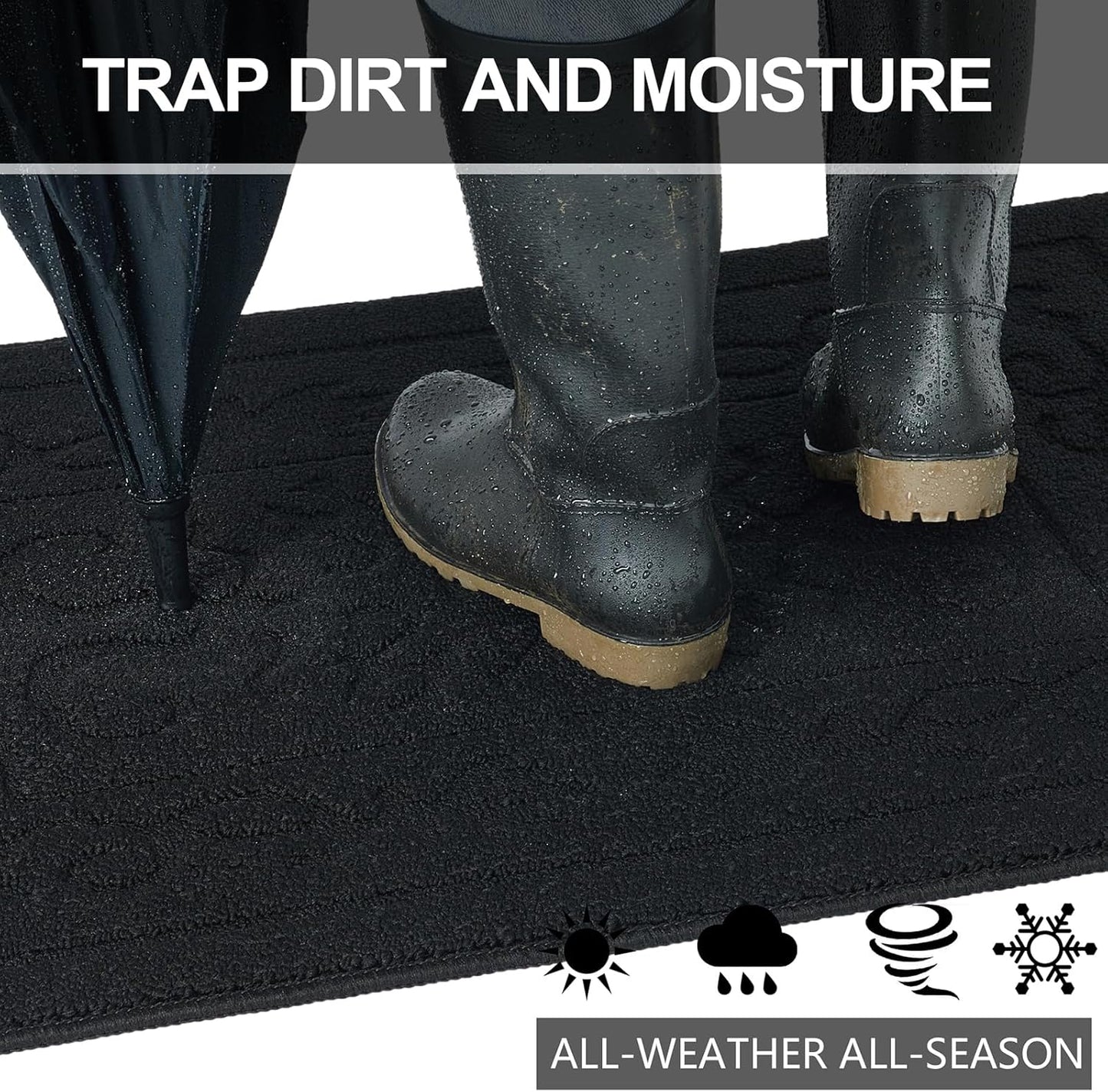 FONEYI Indoor Door Mat 32" x 40", Dirt Trapper Door Mats Non-Slip Entryway Rugs Washable, Absorbent Resist Dirt Welcome Mat, Low Profile Inside Floor Mats for Front Back Door and Entryway, Black