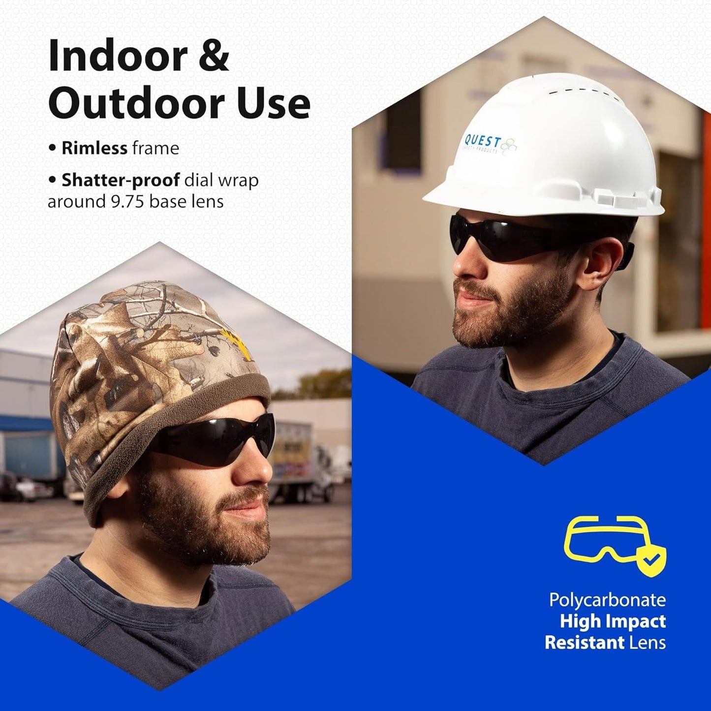 Quest Protective Apparel Safety Glasses for Men and Women - Anti Fog Safety Goggles for Shooting, Lab, or Construction – Polycarbonate Eye Protection [Smoke & Pack of 3]