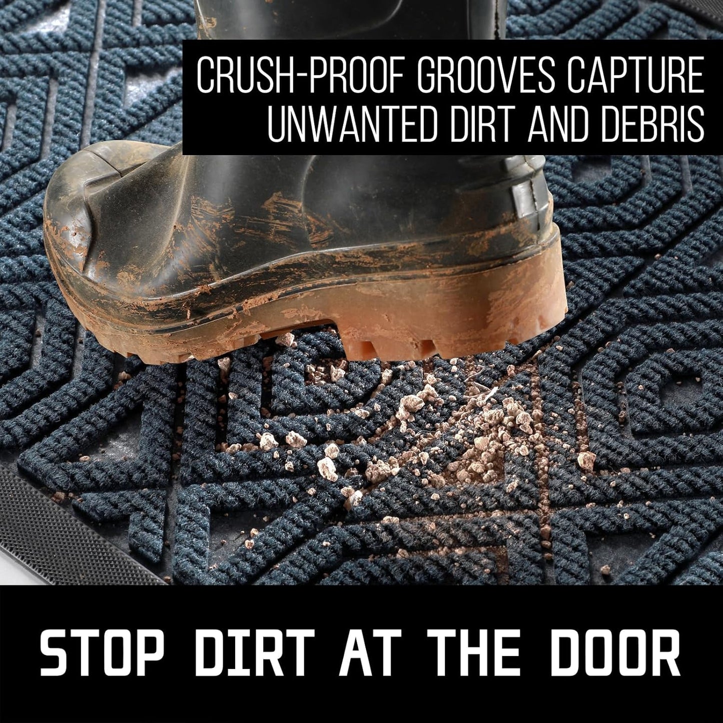 Yimobra Door Mat, Outdoor Indoor Entrance Welcome Mat, Heavy Entry Front Door Mat, Stain & Fade Resistant, Low Profile, Sturdy Rubber, Easy Clean Patio Floor Mat, Waterproof, 36 x 24, Blue