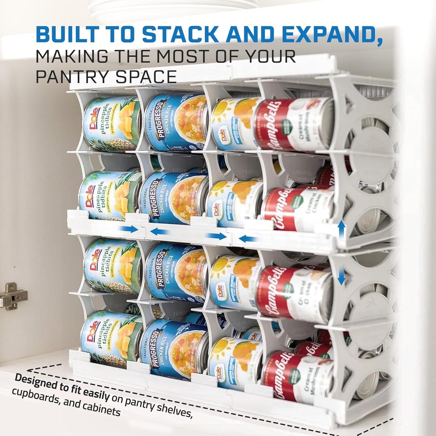 Shelf Reliance Cansolidator Pantry Plus - 1-Pack Can Organizer for Pantry, Stackable Soda Can Storage for Kitchen, Holds 60 Cans of Food or Soda