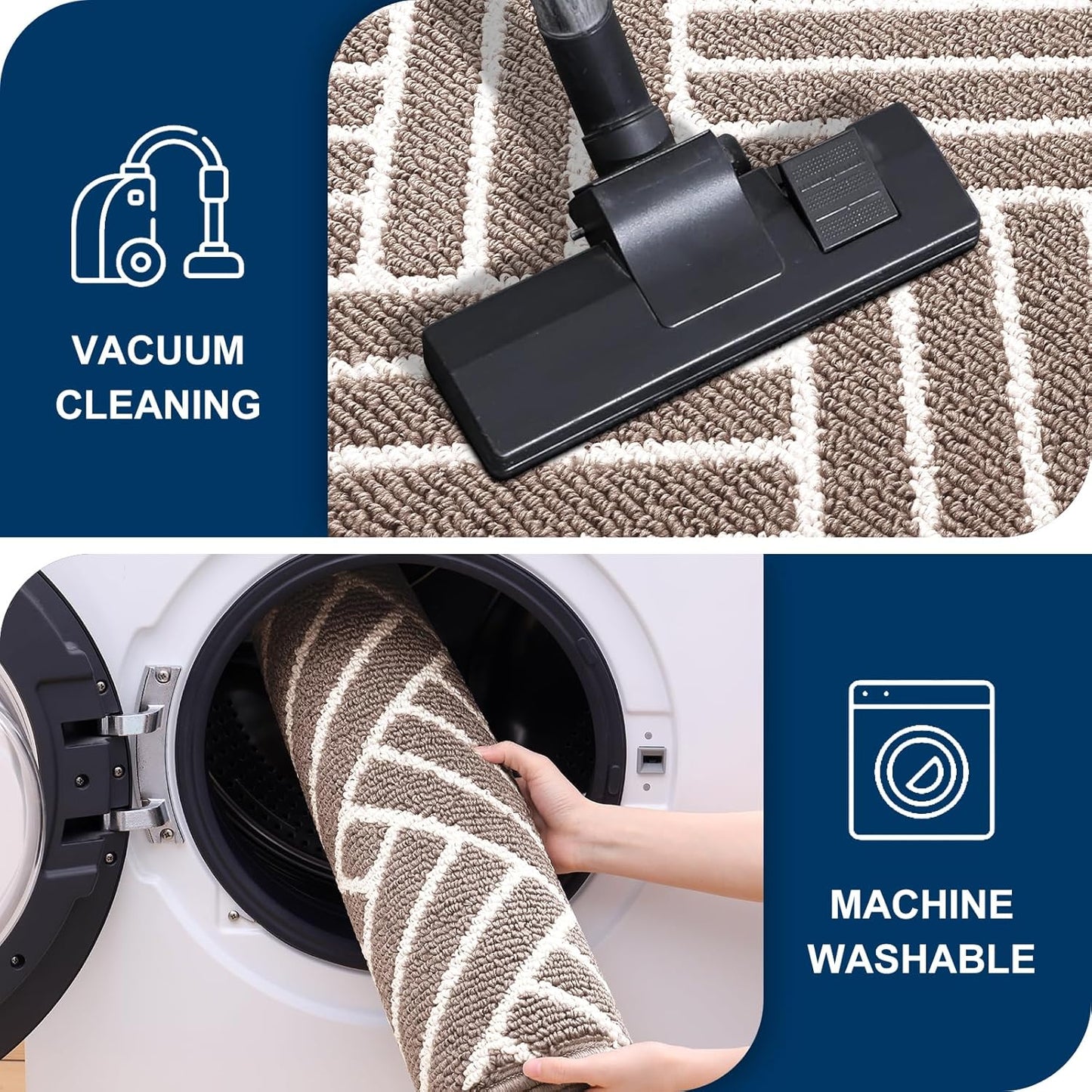 OLANLY Indoor Door Mat, 48x32 Inch, Dirt Resistant and Absorbent, Non-Slip Rubber Backing Floor Mats, Easy Clean Low-Profile Doormat for Entryway, Front Door, and Inside Entrance, Brown