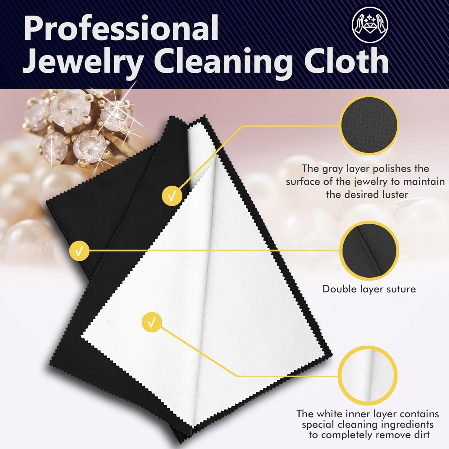 XIAOXINGYUN 10 PCS Silver polishing Cloth,Jewelry Cleaning Cloth for Sterling Silver, Multi-Layer Silver Jewelry Cleaner Cloth Keep Jewelry Cleaning and Shiny (6'' x 8''*10Pcs)…