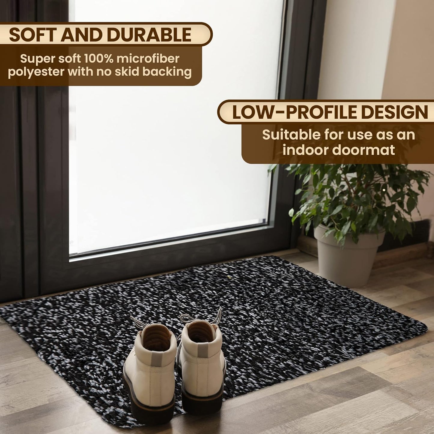 Premium Microfiber Indoor Door Mat – 36"x60" Washable Entry Mat, Non-Slip, Waterproof Backing, Super Absorbent, Low Profile Entryway Doormat for Indoor Entrance