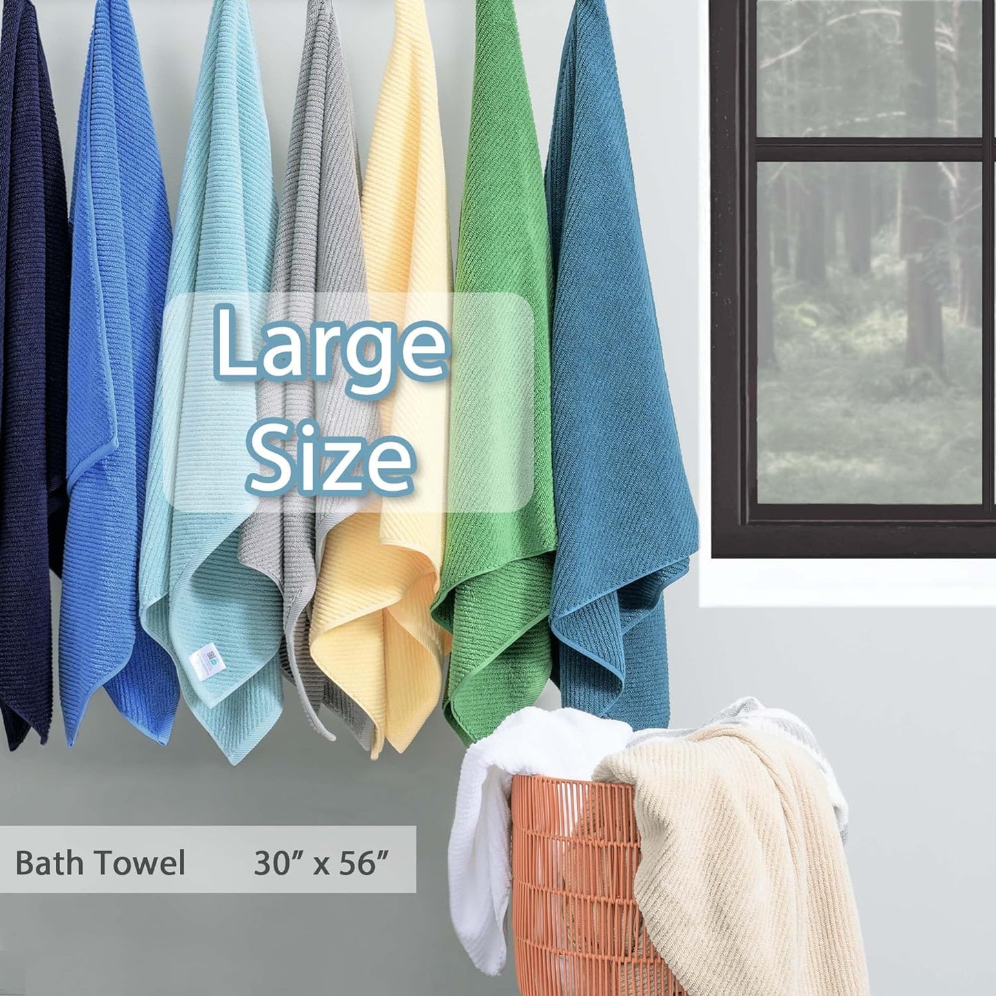 VOOVA & MOVAS Hunter Green Bath Towels, Bath Towels Set of 4, Large 30" x 56" - 100% Cotton | Quick Dry | Thick | Soft | Absorbent, Light Weight Shower Towels, Luxury Towel Gift Set