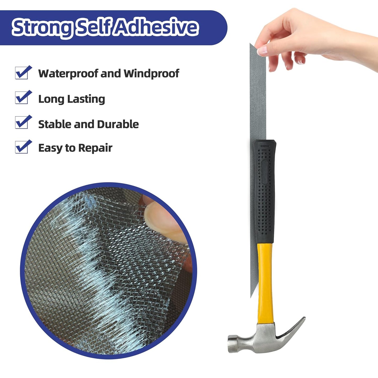 KING MOUNTAIN Black Window Screen Repair Tape,3inX10FT Heavy Duty Screen Repair Kit for Window Screen and Screen Door,Strong Adhesive & Waterproof Window Screen Patch