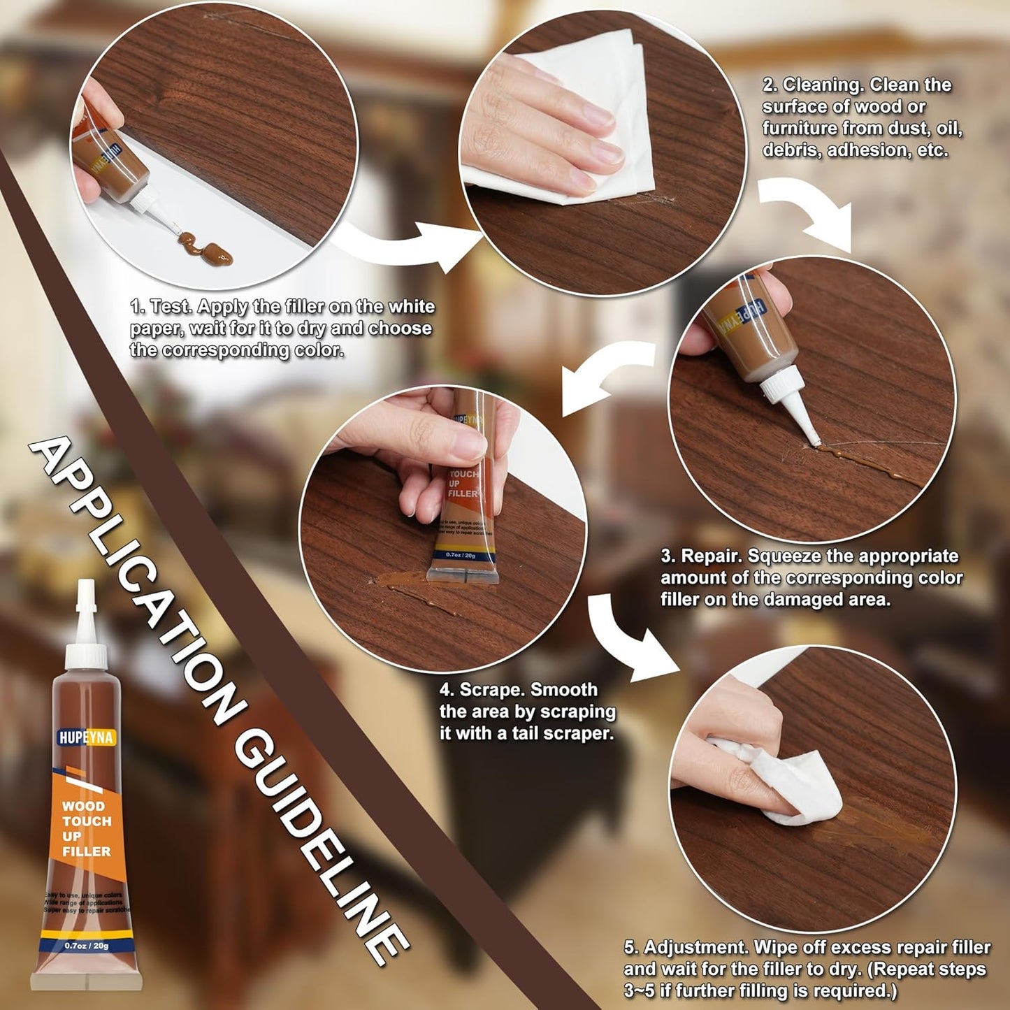 Wood Furniture Repair Kit, 12 Colors Wood Repair Kit, Wood Touch up Fillers, Repair Scratch, Cracks, Discoloration for Wooden Cabinet, Floor, Door, Table Surfaces Wood Filler Paint