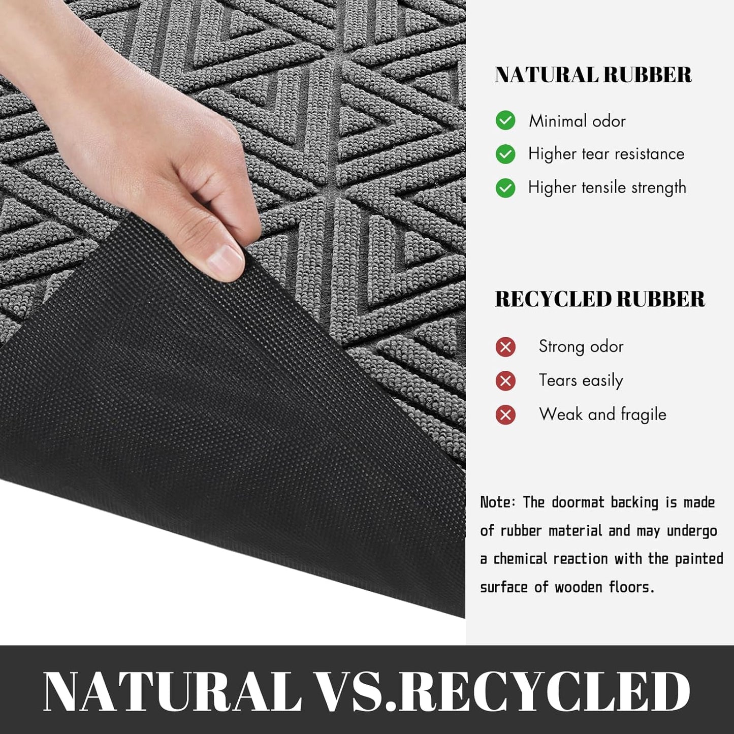 Yimobra Large Door Mat 47x32, All-Weather Waterproof Non-Slip Welcome Matt Outdoor, Heavy Duty Non Slip Doormat for Entryway for Patio and Garage Indoor, Easy Clean, Grey