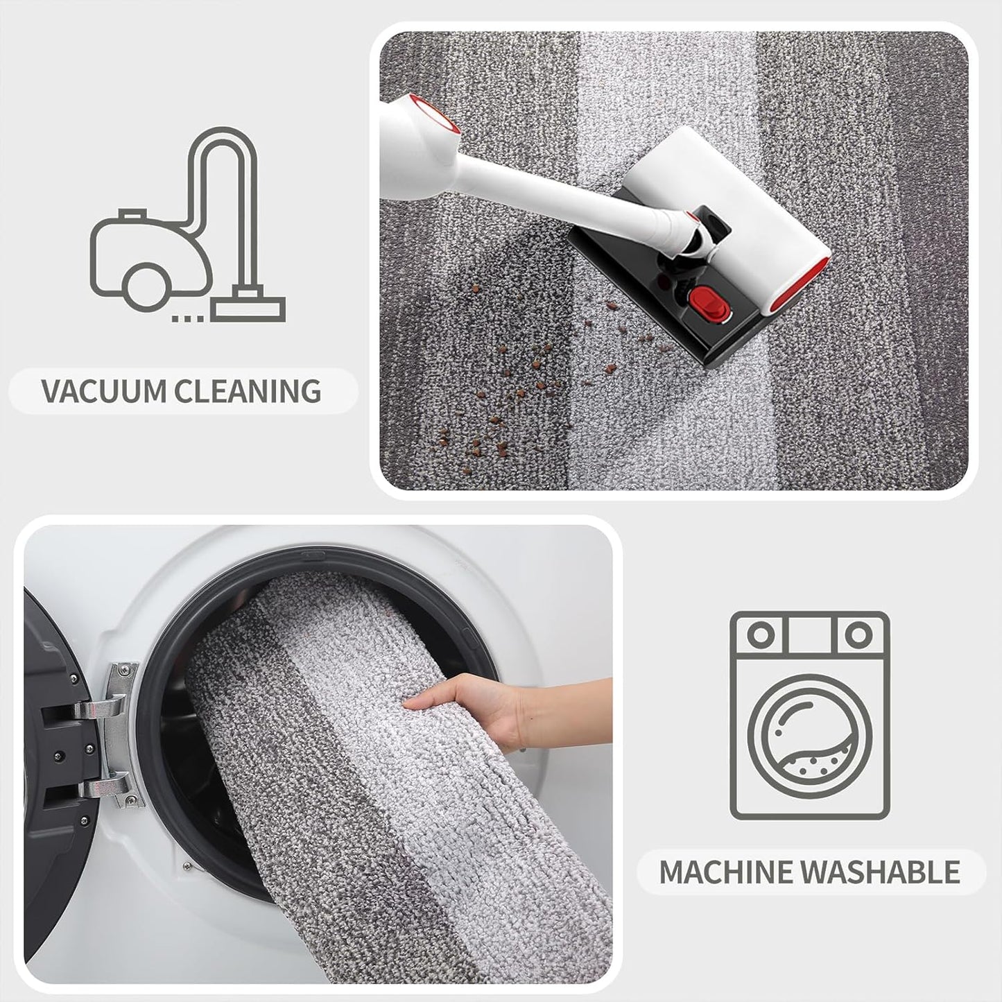 Kitinjoy Indoor Outdoor Door Mat, 40x32 Non-Slip Absorbent Dirt Trapper, Low-Profile Washable Inside Entrance Front Floor Mat, Sturdy Soft Entry Doormats for Entryway, Light Grey