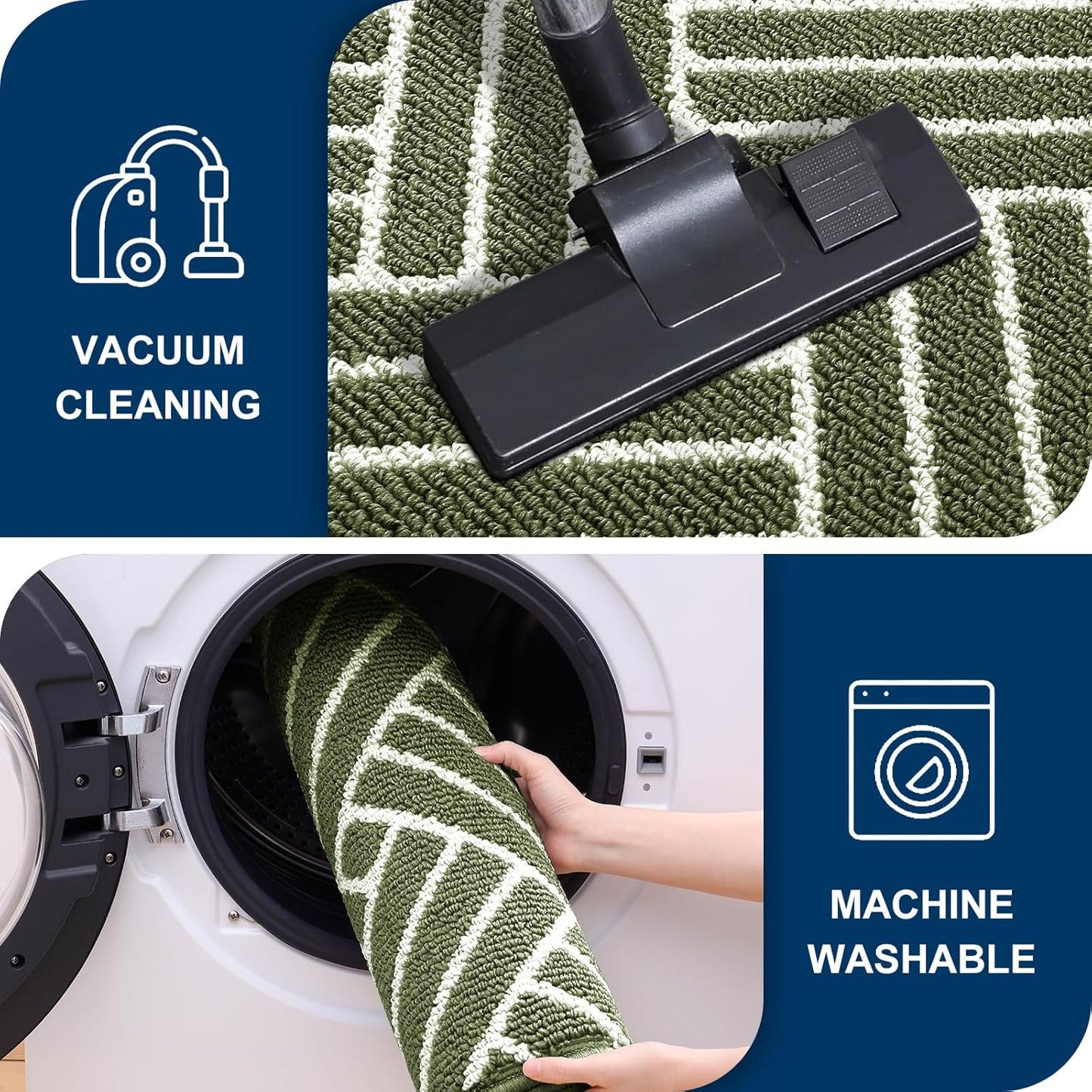 OLANLY Indoor Door Mat, 32x20 Inch, Dirt Resistant and Absorbent, Non-Slip Rubber Backing Floor Mats, Easy Clean Low-Profile Doormat for Entryway, Front Door, and Inside Entrance, Green