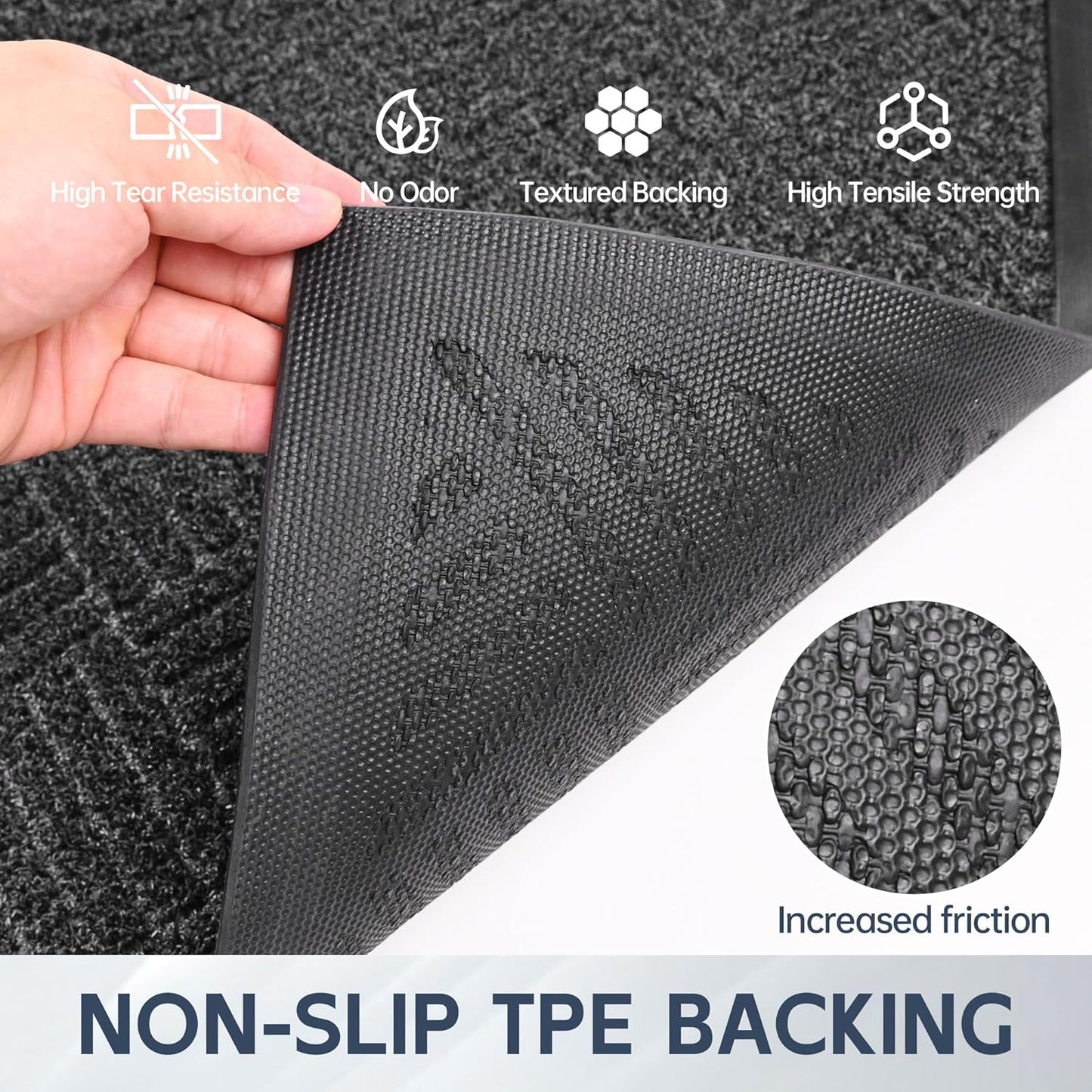 Front Door Mat, 4' x 3' Heavy Duty Indoor Outdoor Doormat, Non-Slip Backing Welcome Mats for Entryway, Low Profile, Commercial Door Mats