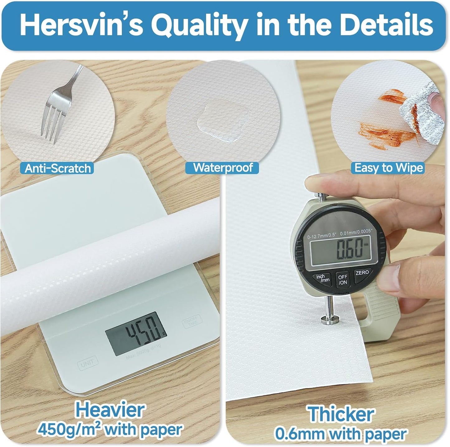 Shelf Liners 16 in x 20 ft Self-Adhesive EVA Drawer Mats, Cupboard Protector, Kitchen Cabinet Lining Fridge Liner (Clear Flat Dot, 40.7x610cm)