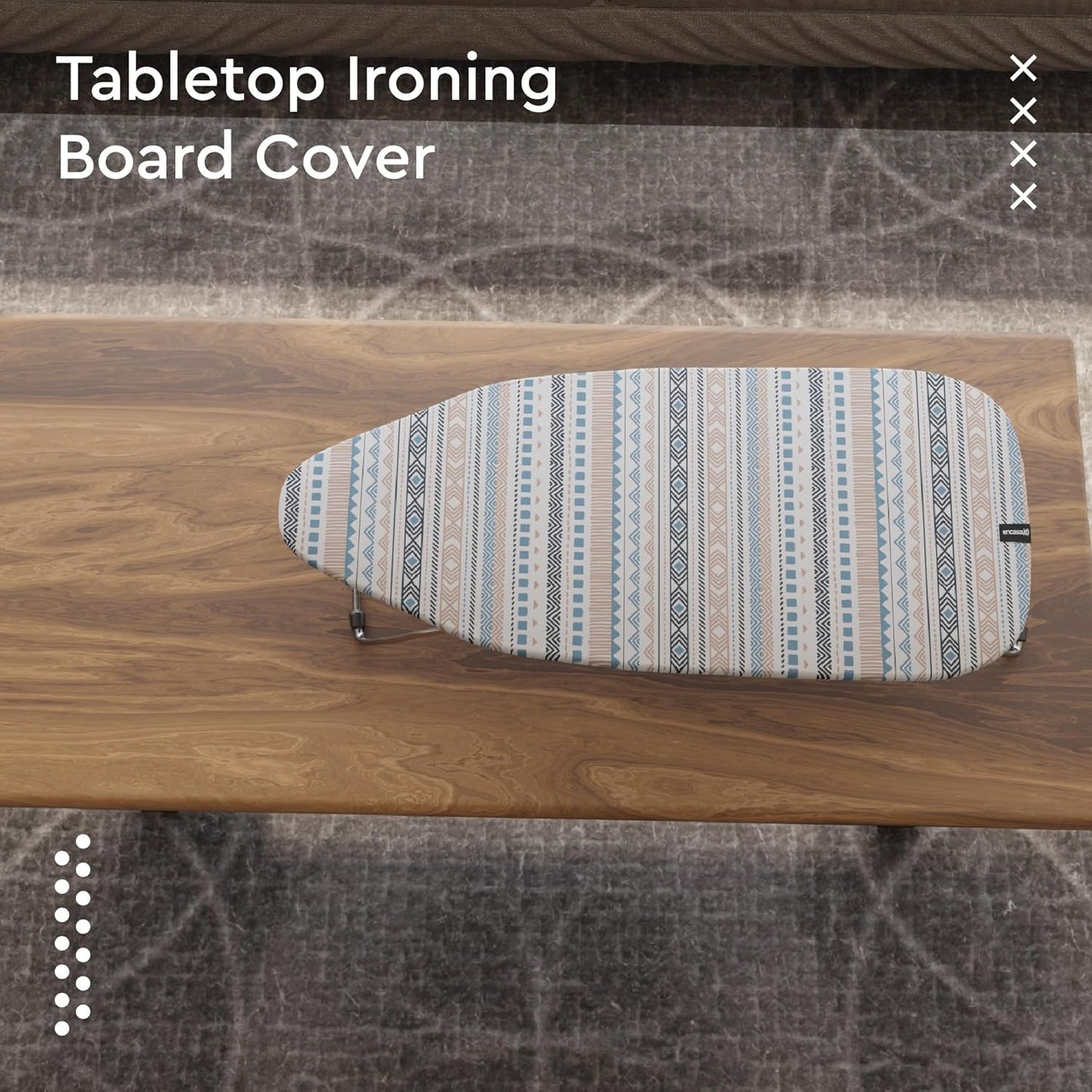 Encasa XO Ironing Board Cover and Pad 28"x12" - Thick 3mm Felt Padding, Drawstring Tightening & Lock, Easy Fit, Scorch & Stain Resistant, Fits Mini Ironing Board - Aztec