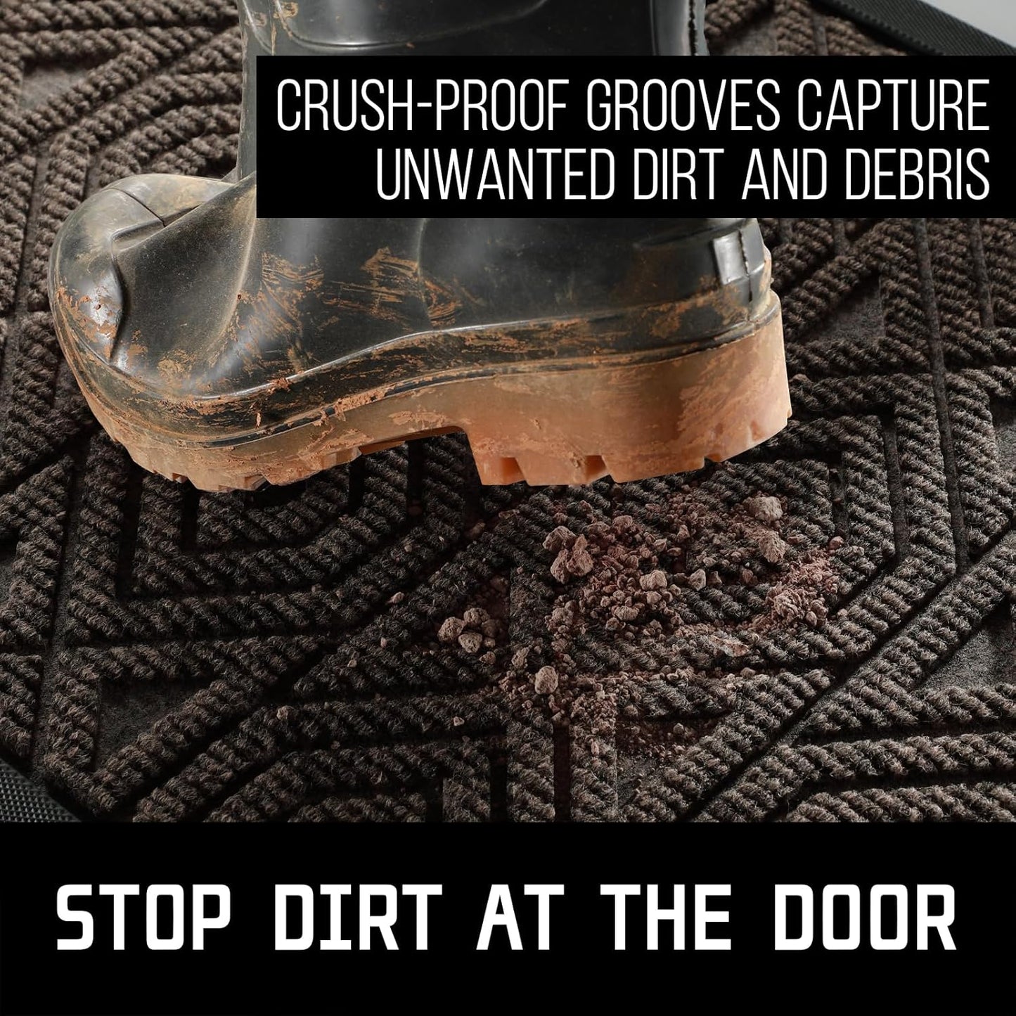 Yimobra Door Mat, Outdoor Indoor Entrance Welcome Mat, Heavy Entry Front Door Mat, Stain & Fade Resistant, Low Profile, Sturdy Rubber, Easy Clean Patio Floor Mat, Waterproof, 47 x 32, Brown