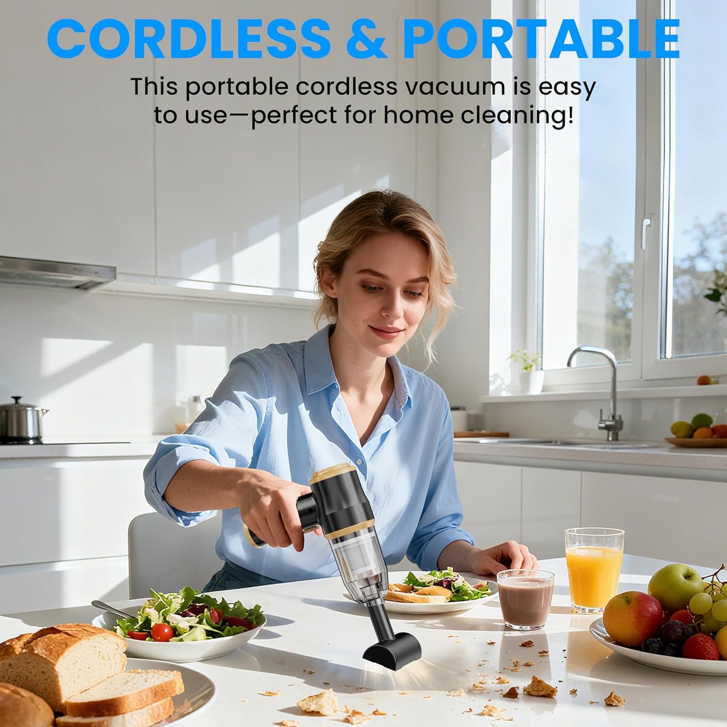 Mini Car Vacuum 15000Pa Portable Cordless Handheld Vacuum Cleaner and Air Duster with 2 Filter for Car, Sofa, Office, Pet, Home