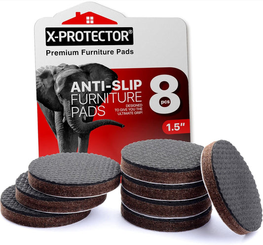 Non Slip Furniture Pads X-Protector - 8 PCS 1 1/2” - Premium Furniture Grippers - Self-Adhesive Rubber Feet for Furniture - Keep Furniture in Place!