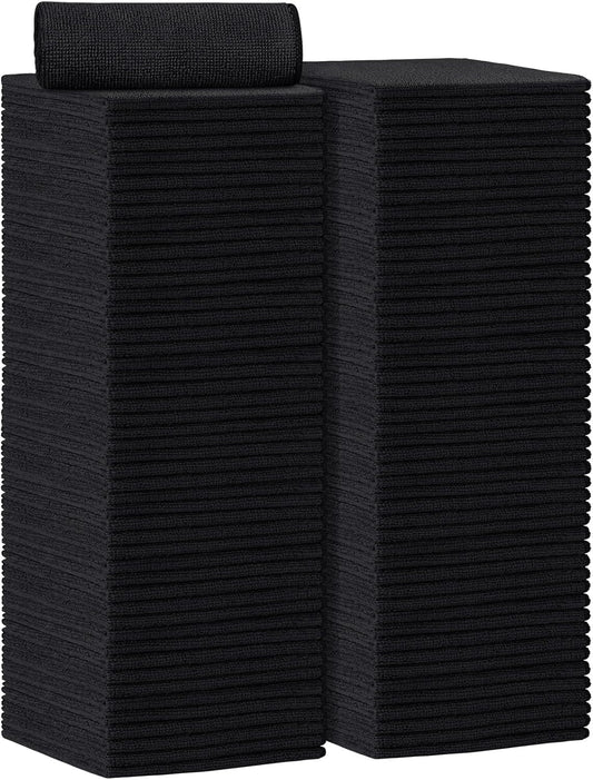 AIDEA Microfiber Cleaning Cloth 100PK, Soft Microfiber Towels for Cars, Absorbent Cleaning Rags, Lint-Free Streak-Free Wash Cloths for House, Kitchen, Window(12inx12in), Black