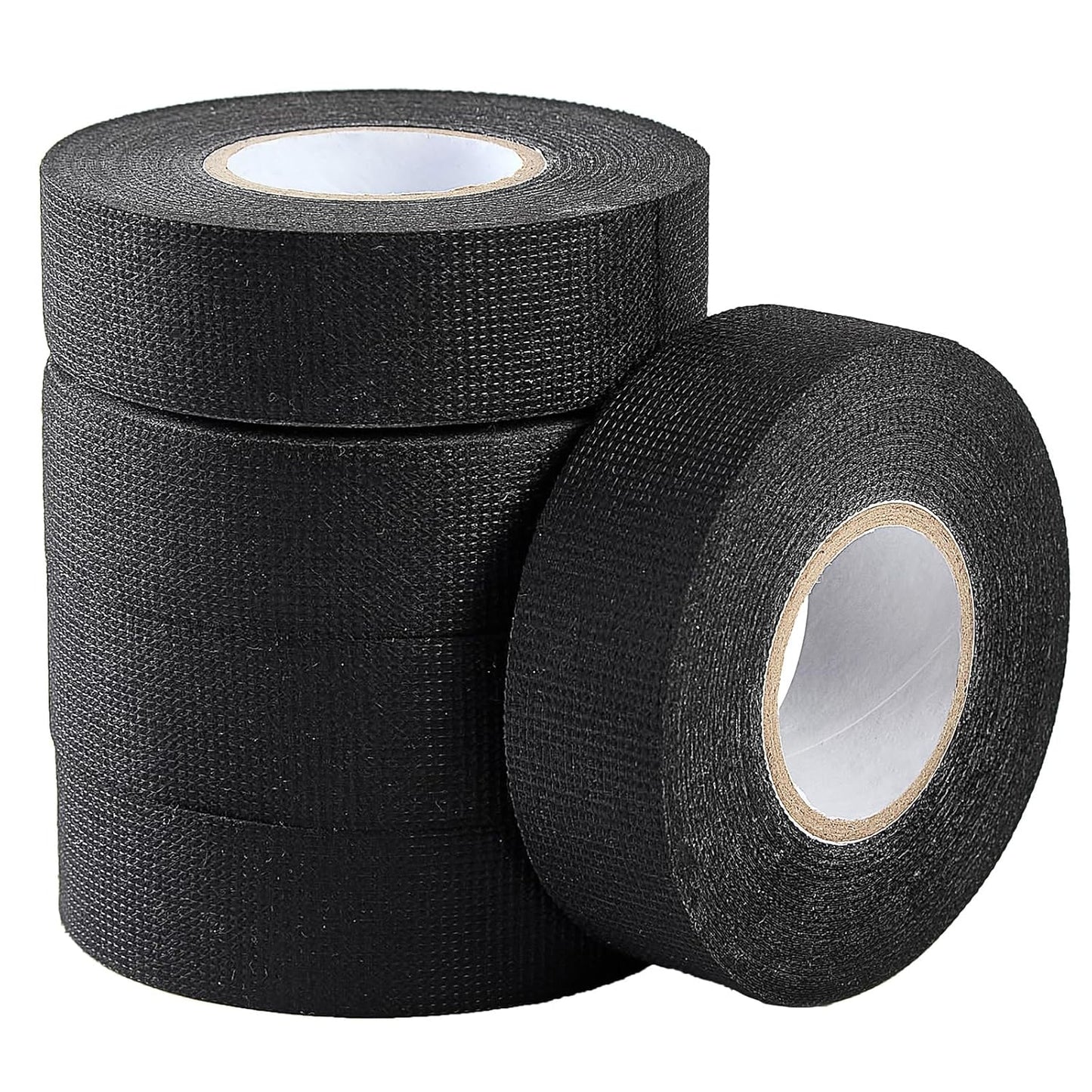 Wire Harness Tape, 0.98＂x 49FT 5 Rolls, Wiring Loom Harness, Self-Adhesive Felt Cloth Electrical Tape for Automotive Engines, Harness Wrap Protection,Noise Dampening and Cable Protection,Black
