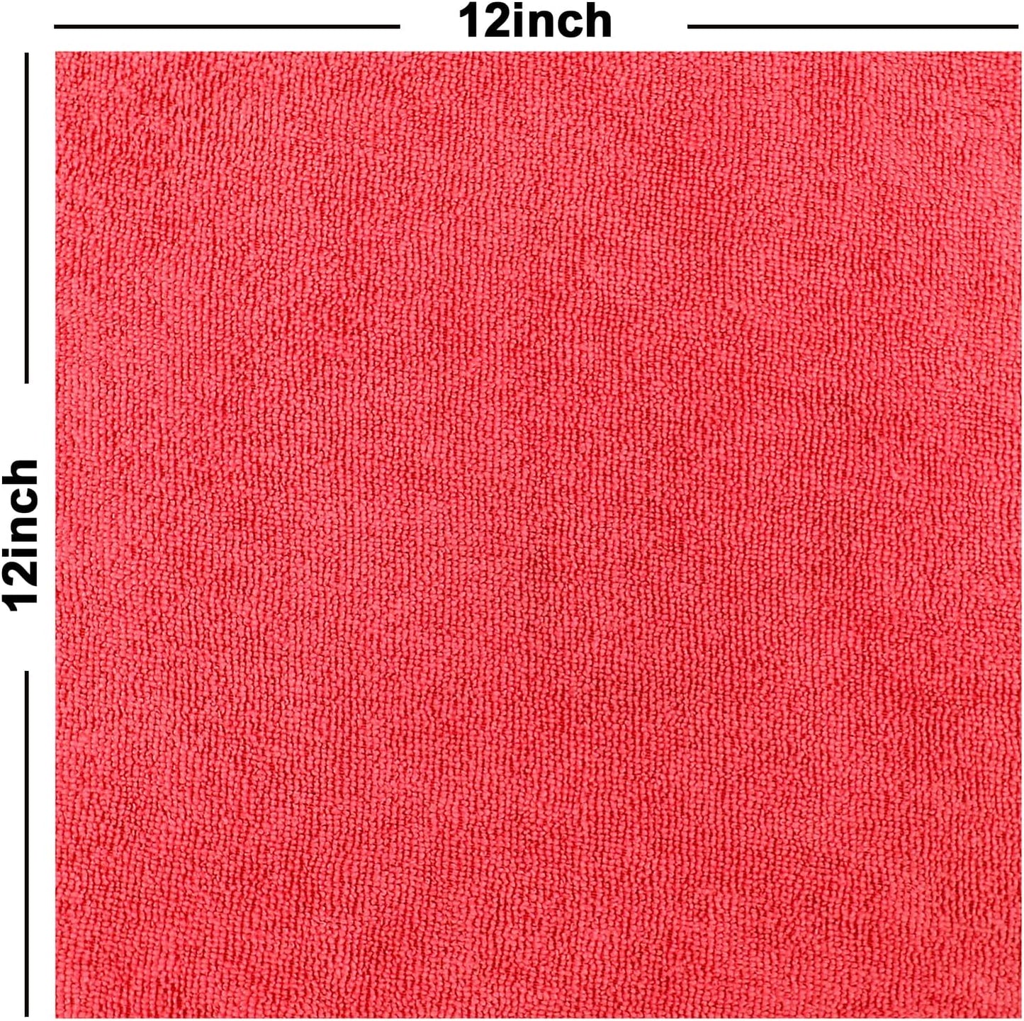 Tricol Clean Profesional Resuable Lint Free Microfiber Edgeless Cleaning Cloth 50PK Cleaning Rags,Absorbent Microfiber Wipes in Dispenser Box for Housekeeping, Car Cleaning (12 * 12 Inches) (red1)