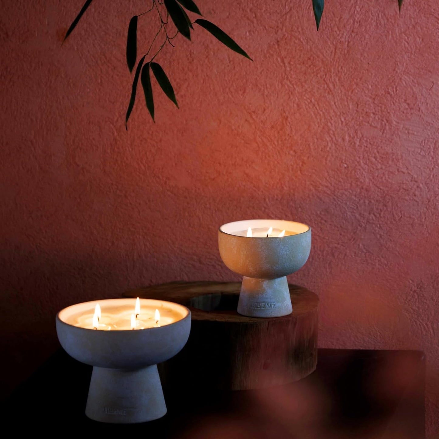 New BLUEME Wellness Candle Wax Refill, Contains Essential Oil, Sustainable, Hand Finished, Hand Poured, Premium, Luxury Ceramic, Natural Cotton Wick (12oz, Oakmoss & Sandalwood)