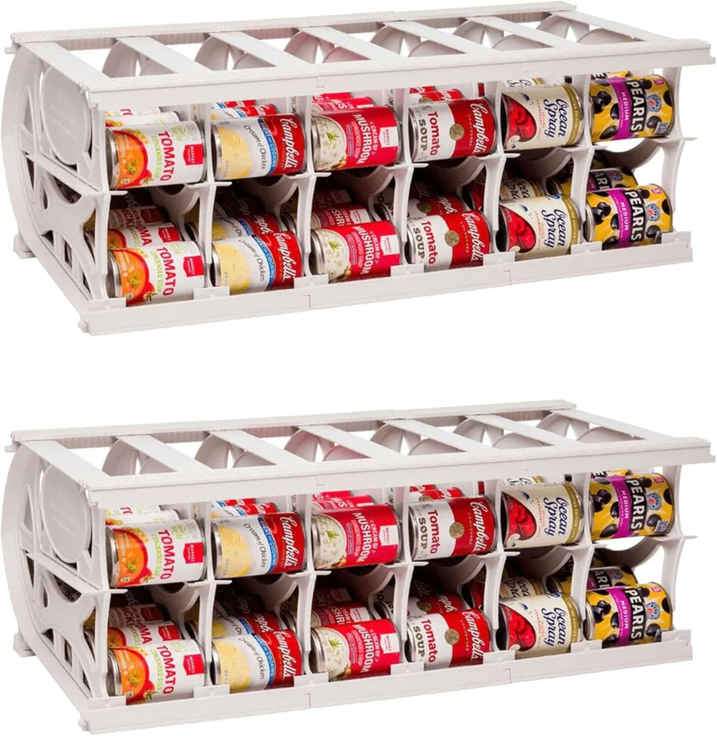 Shelf Reliance Cansolidator Pantry Plus - 2-Pack Can Organizer for Pantry, Stackable Soda Can Storage for Kitchen, Holds 60 Cans of Food or Soda