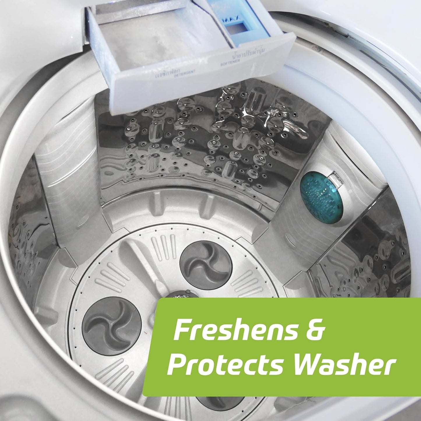 Velocity Washing Machine Cleaner – 4 Uses Per Bottle. Removes Hardwater Stains & Odor-Causing Buildup Inside Drum, Washer Cleaner for All Front & Top Load Washers & High Efficiency Machines