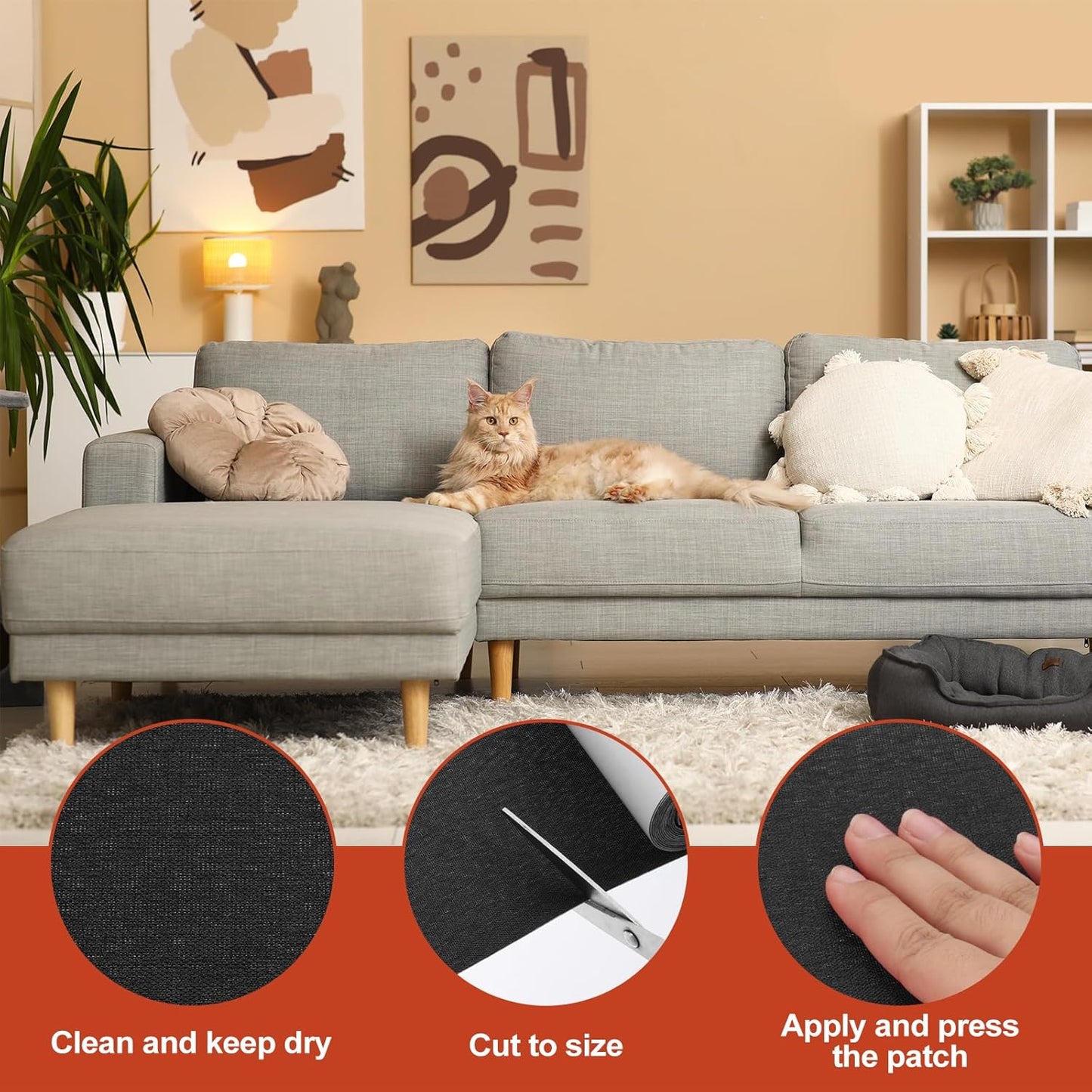 PATIKIL 70x6.2 Inch Linen Repair Tape, Repair Fabric Patch Self Adhesive Couch Patch Line Repair Patch for Furniture Sofa Car Seats Office Chairs, Black