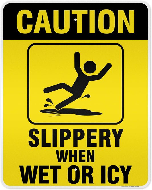 Caution Slippery When Wet Sign or ICY Sign, 24"x30" .080 Reflective Aluminum, Indoor/Outdoor Use, USA MADE By My Sign Center