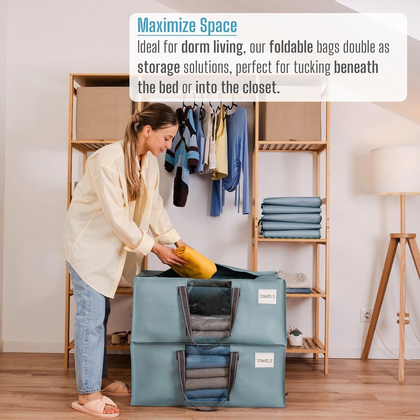 VENO 8 Pack Moving Bags for College, Heavy-Duty Storage Totes, Moving Boxes and Wardrobe Packing Supplies Alternative - Extra Large Durable Laundry Bags for Clothes (Light Blue Matte, 8 Pack)