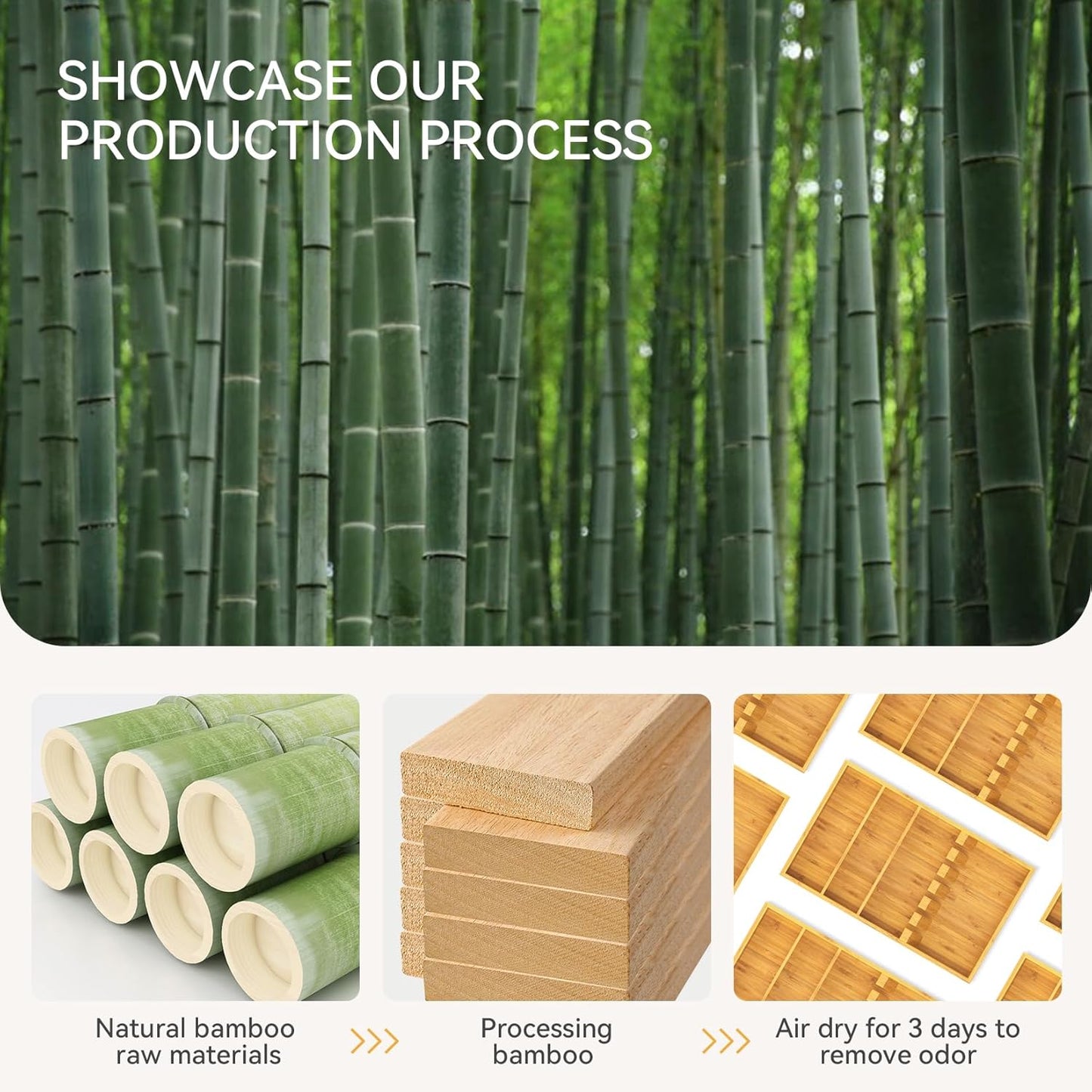 Yofidra Pure Bamboo Silverware Drawer Organizer: 16.53" Lx10 Wx1.93 H Large Silverware Utensil Tray Holder, 3-Compartment with 6 Card Slots Kitchen Flatware Organizer for Spoons Forks Knives