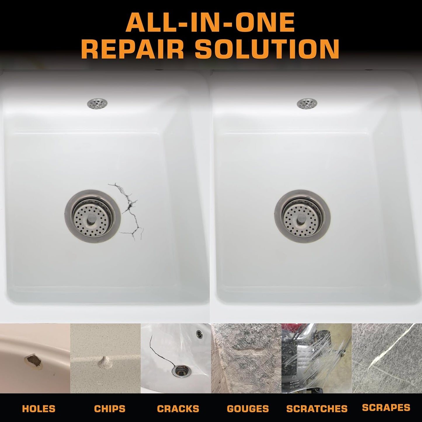 Porcelain Repair Kit - Tile and Stone Repair, Marble Repair, Tub and Tile Refinishing, Crack and Chip Filler for Ceramic Floors, Shower Tiles, Bathtubs, and Granite Surfaces
