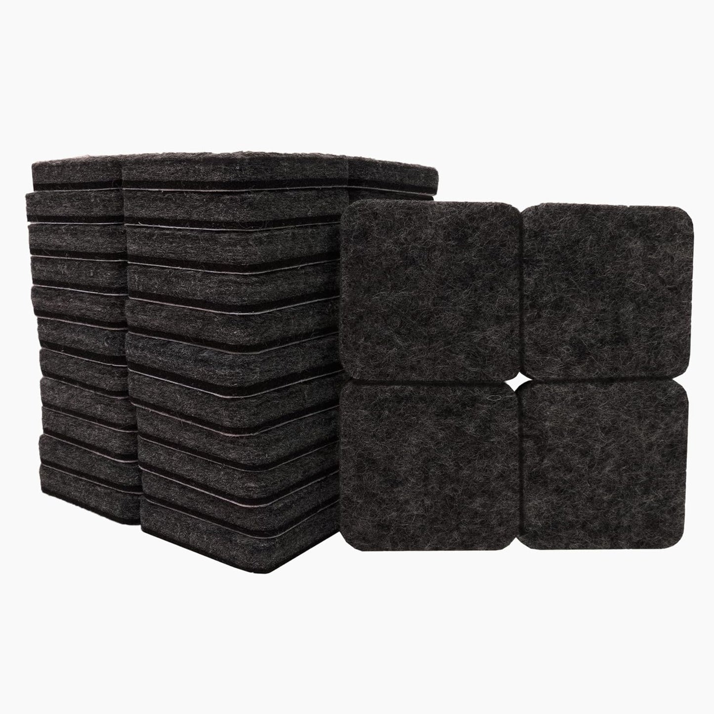 SOFTTOUCH 4717895N Heavy Duty Square Felt Furniture Pads to Protect Hardwood Floors from Scratches, 1", 48 Pack, Black, 48 Piece