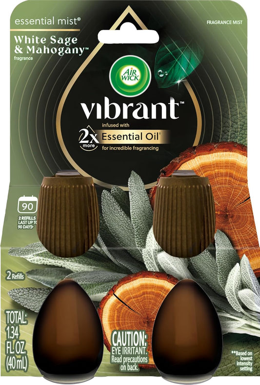 AIR WICK Essential Mist Twin Refill – White Sage & Mahogany (2x.67) oz.