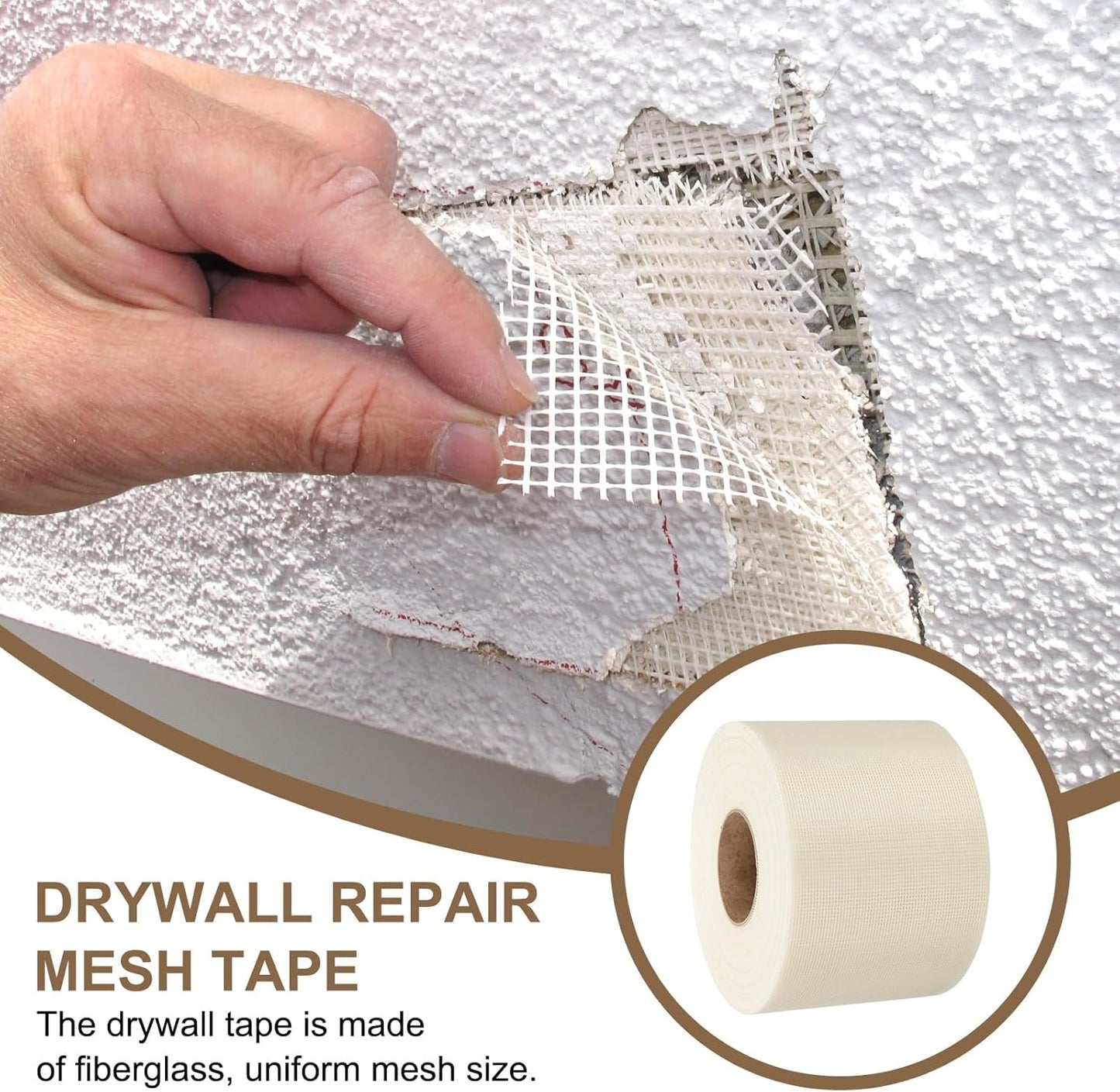 PATIKIL Drywall Repair Mesh Tape, 6 inch x 328 ft Fiberglass Repair Patch Self-Adhesive Dry Wall Joint Tape 12 Mesh Wall Hole Crack and Seam Patch, White