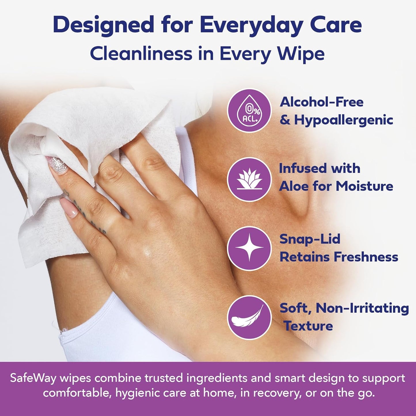 SAFEWAY Adult Wipes Disposable — Multi-Purpose Wipes, Alcohol-Free, Preferred by Caregivers for Seniors & Incontinence Solution, Aloe-Infused, Gentle for Delicate Skin — Extra Large, 1 Pack 50 pcs.