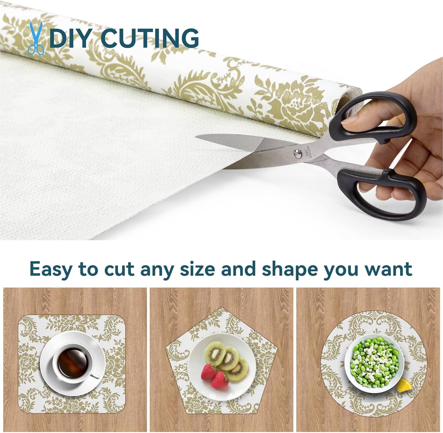 Cabinet Liners 5Rolls 18 x 96 Inch Wide Non Adhesive Kitchen Drawer Liner, Waterproof Shelf Liner Durable Anti-Slip for Kitchen Cabinets Shelf Liner Oil-Proof