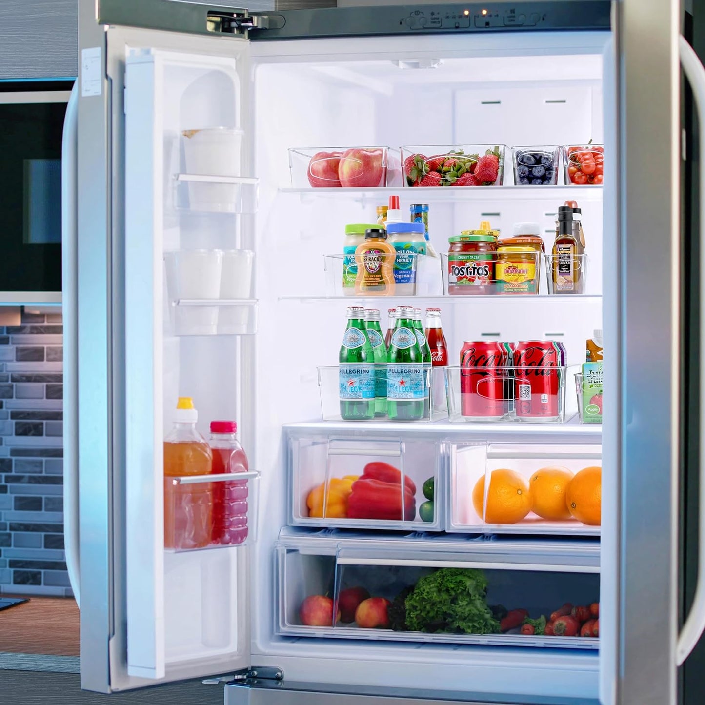 Sorbus Clear Plastic Storage Bins for Organizing, 20 Pack Clear Organizer Bins with Handles, Plastic Storage Bins for Closet, Pantry, Fridge, Medicine Cabinet Organizer, Shelves, Freezer, Drawer