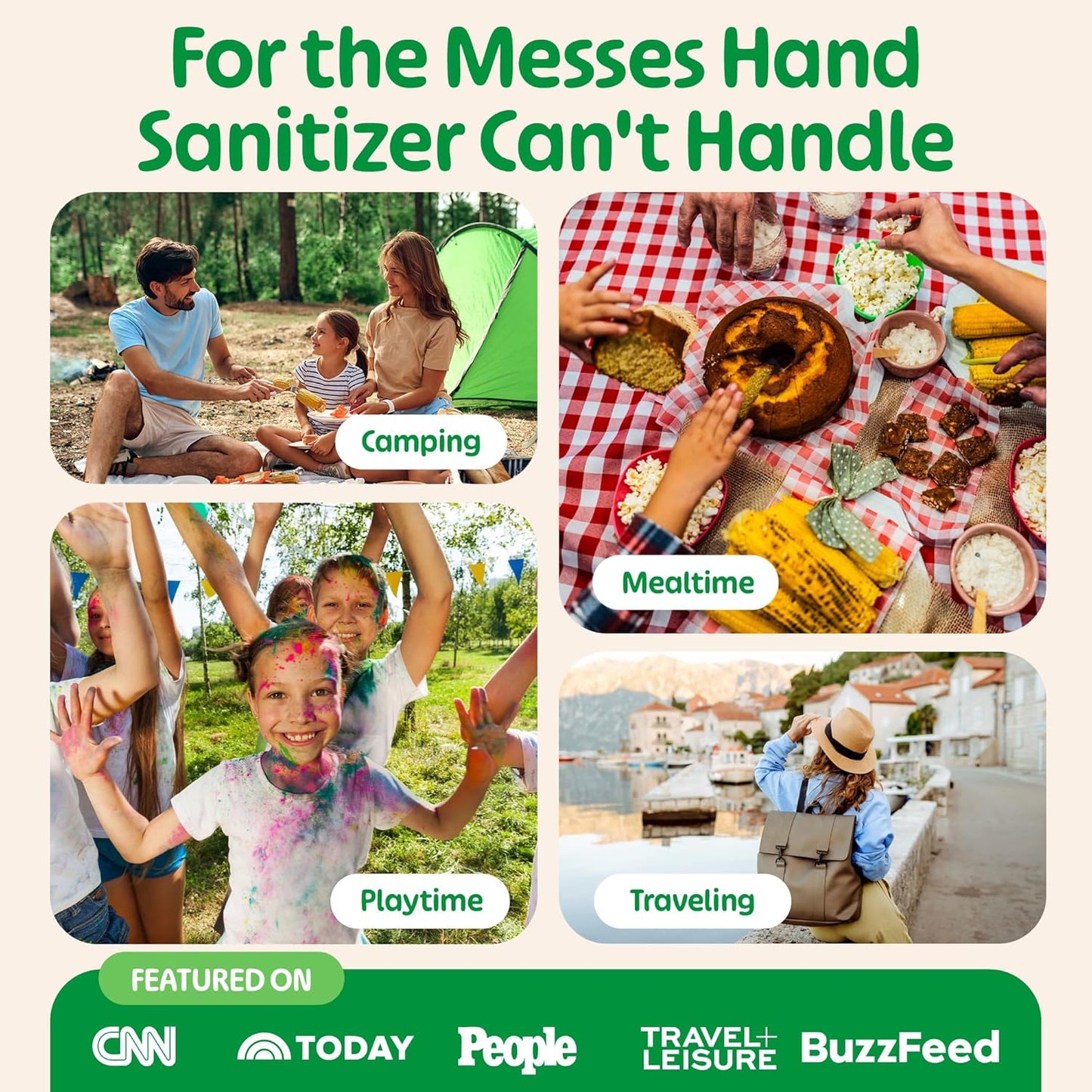 Fomin Mini Hand Sanitizer Wipes 16 Pack (8 Count) - Variety Pack Mini Wet Wipe - pH Balanced, Biodegradable, Antibacterial On The Go Hand Sanitizing Wipes - Hypoallergenic, Plant-Based Travel Wipe