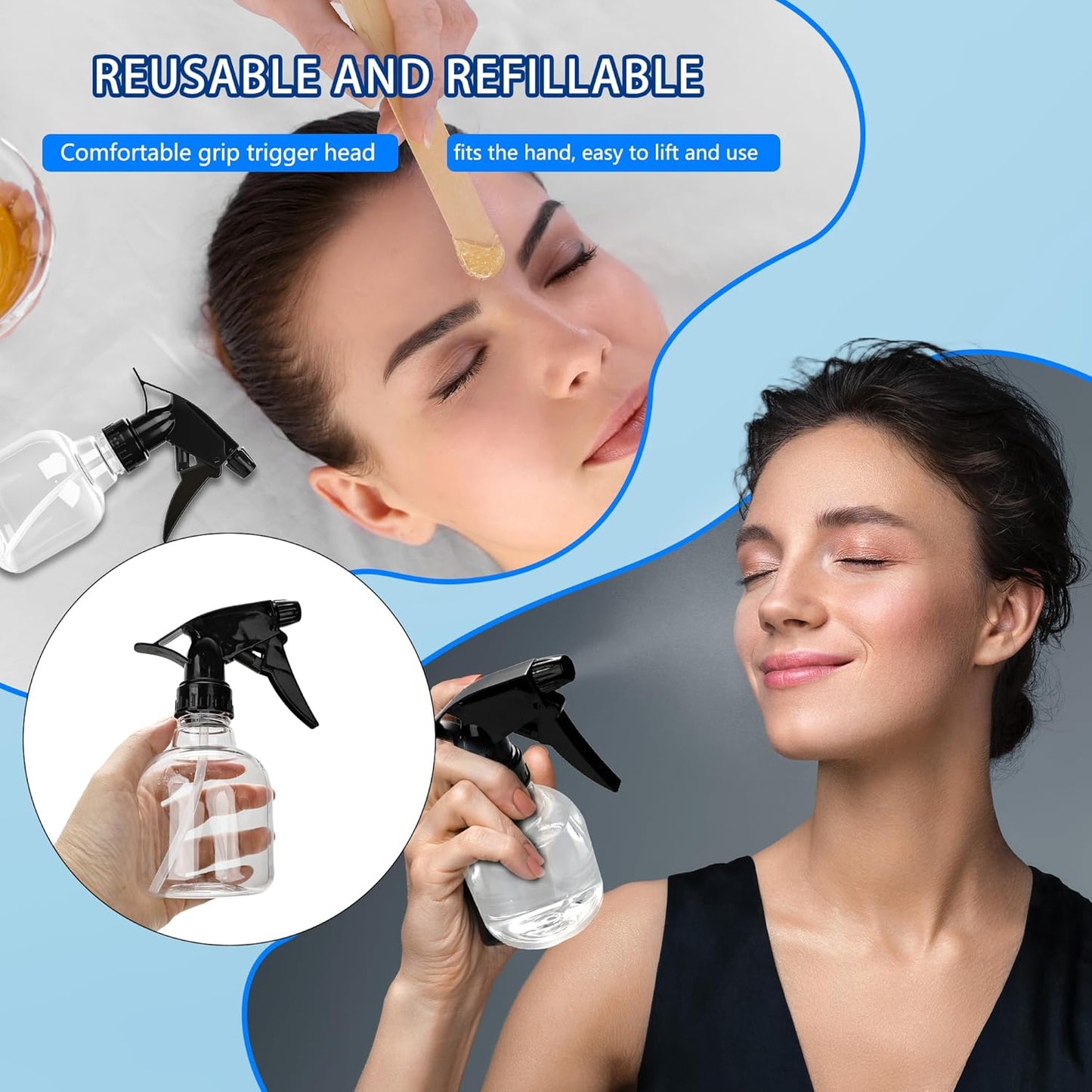 20 Pcs Empty Plastic Spray Bottle 8 OZ Reusable Clear Liquid Container with Trigger Sprayers for Water Perfume Cleaning Fluid Plants Kitchen Toilet Pet (Color Set 1)