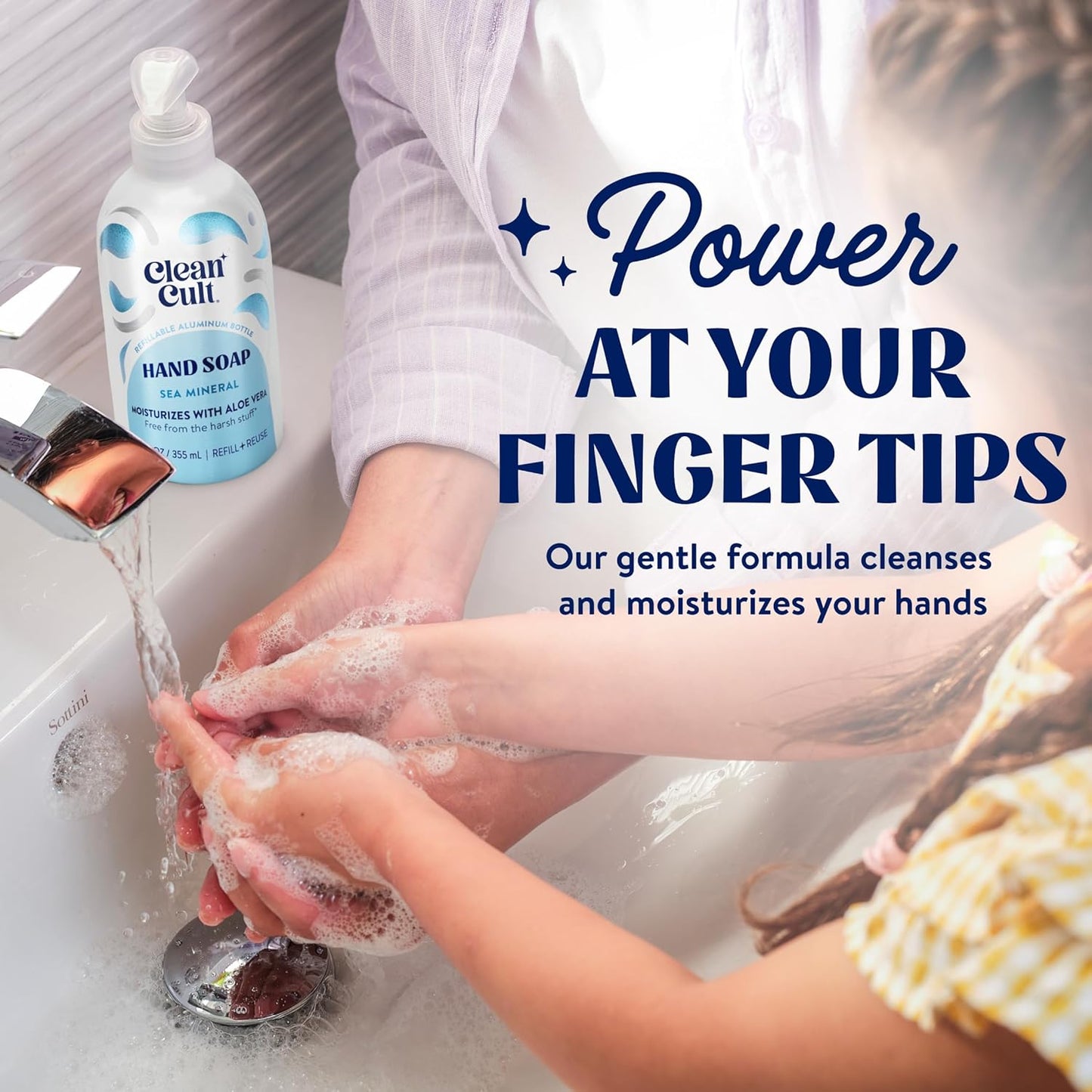 Cleancult - Liquid Hand Soap Refills - Sea Minerals - Gentle On Sensitive Skin - Made with Aloe Vera & Essential Oils - Eco Friendly - Paper-Based Packaging - 32 oz/2 Pack