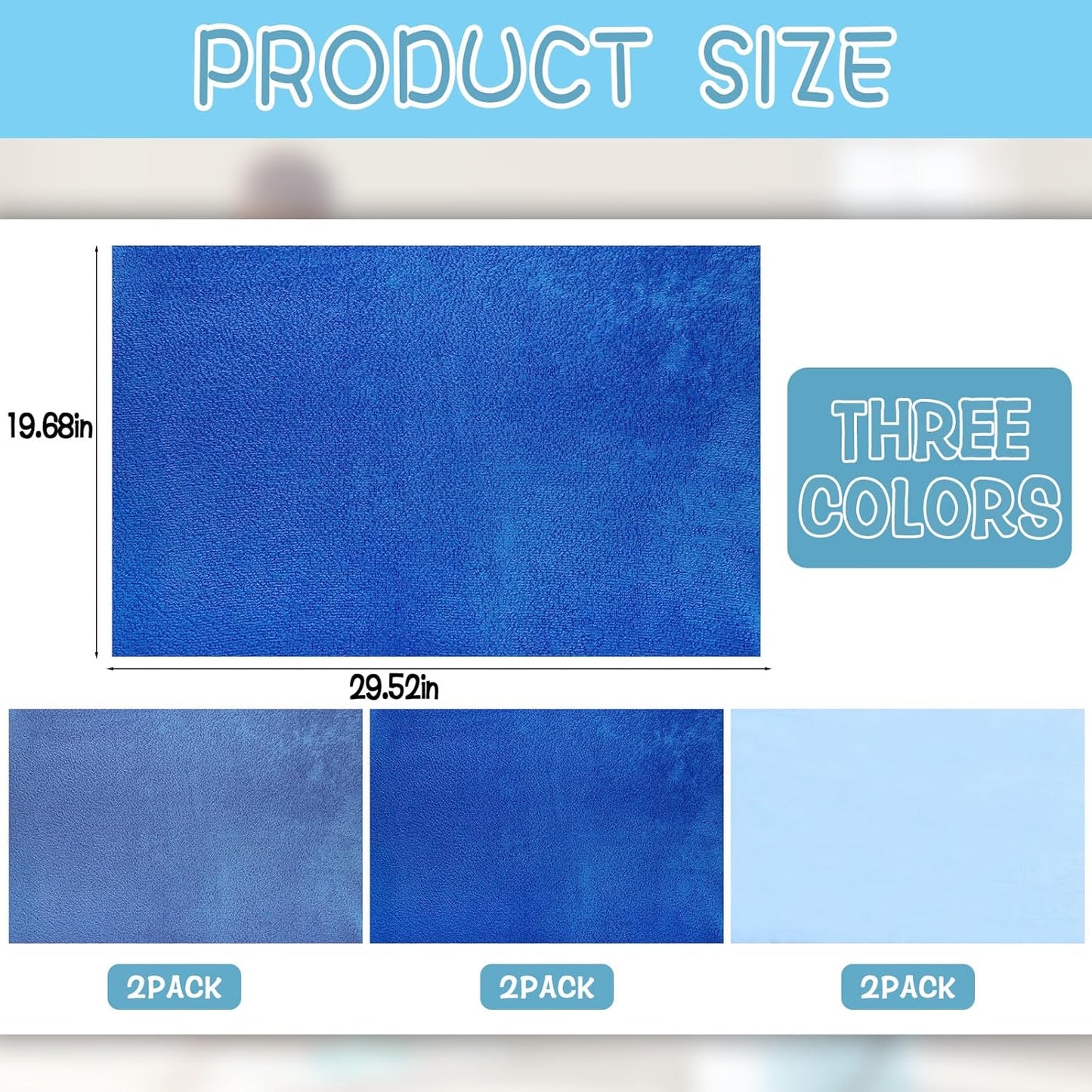 6 Pack Extra Large Microfiber Cleaning Cloths 20"x30", Lint-Free Reusable Towels for Home, Glass, Windows, Office, Kitchen, Bathroom – Mixed Blue