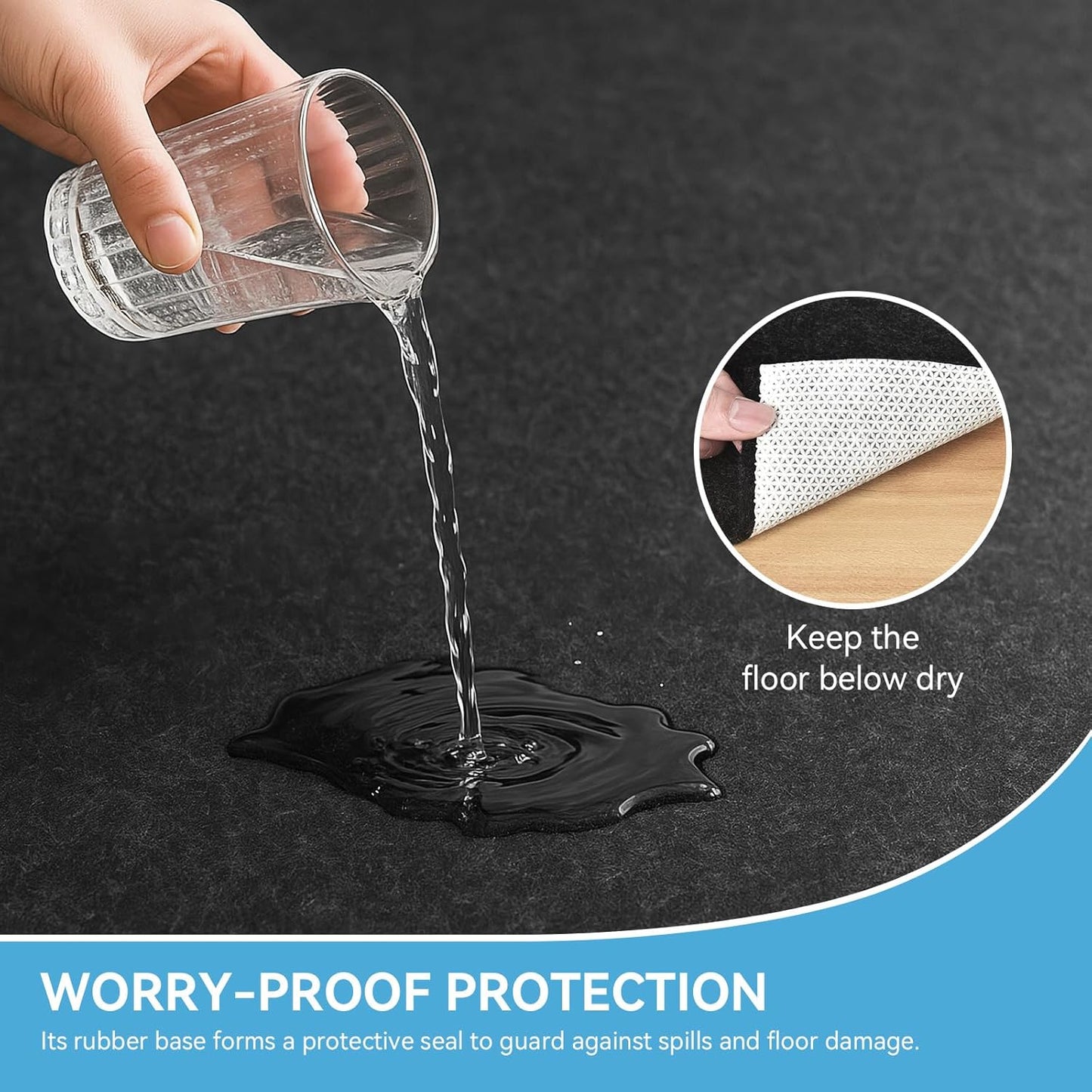 Warmstar 5x7 FT Non Slip Rug Pad,100% Waterproof Felt Rug Pad for Hardwood Floors,1/2” Thick Soft CarpetPad with Natural Rubber Backing,Secure Grip & Floor Protection