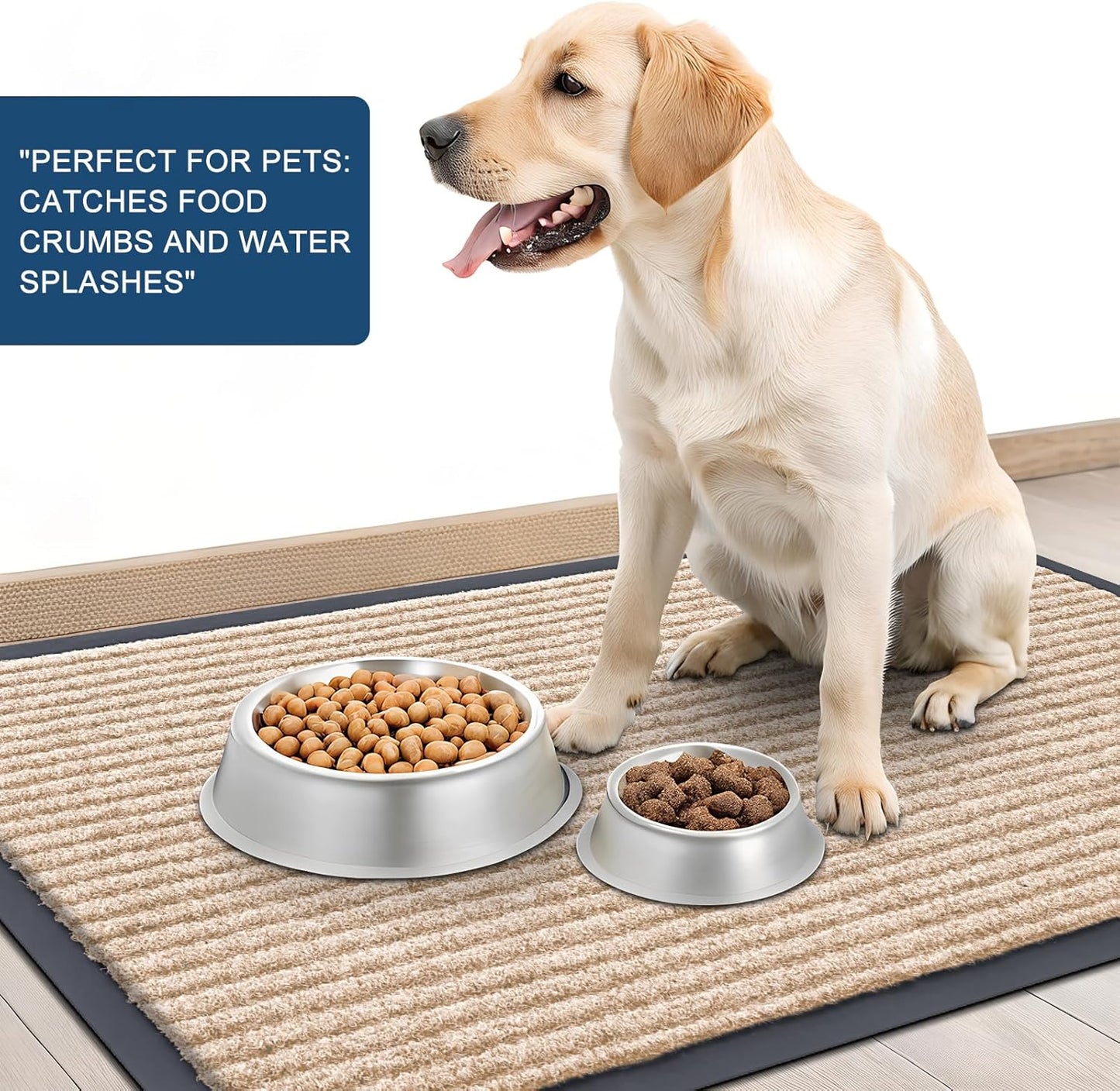 OLANLY Front Door Mat Indoor Outdoor Entrance, Waterproof Heavy Duty Doormat, Fade Resistant, Low Profile, Easy Clean Patio Porch Welcome Floor Mats for Entry, 47x32, Beige