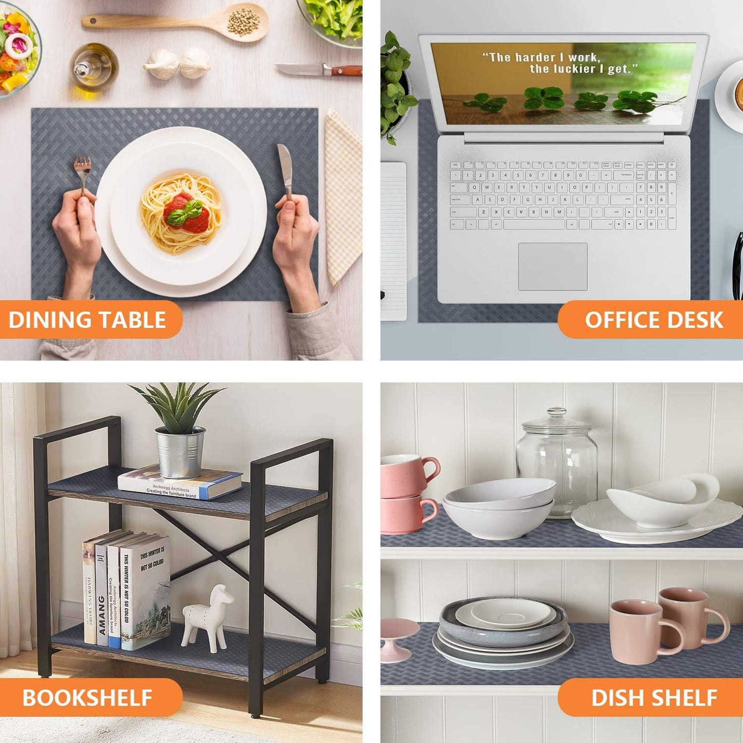 Shelf Liners for Kitchen Cabinets Refrigerator Liners Waterproof Kitchen Cupboard Liner Non-Slip Drawer Mats EVA Material Non Adhesive Fridge Liner for Shelves - Gray （11.8 x 236.2 Inches x 2 Rolls