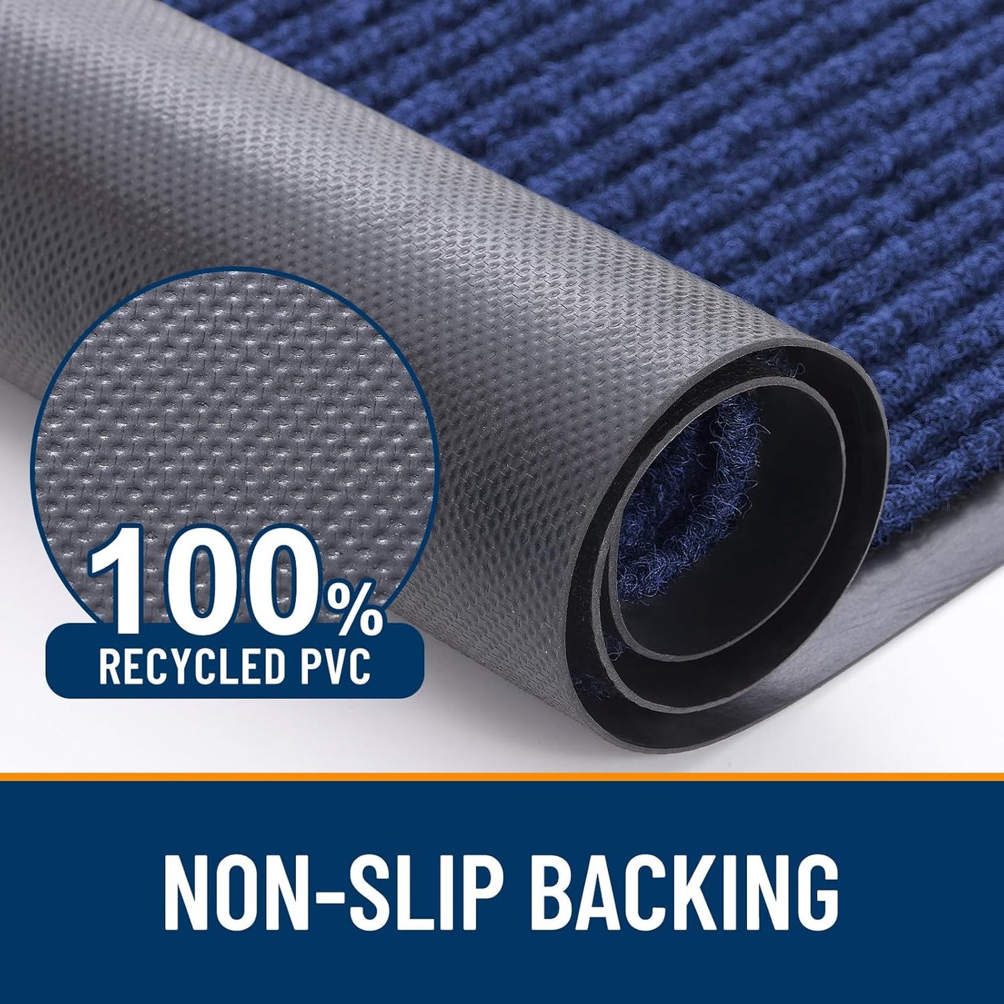 OLANLY Front Door Mat Indoor Outdoor Entrance, Waterproof Heavy Duty Doormat, Fade Resistant, Low Profile, Easy Clean Patio Porch Welcome Floor Mats for Entry, 47x32, Blue