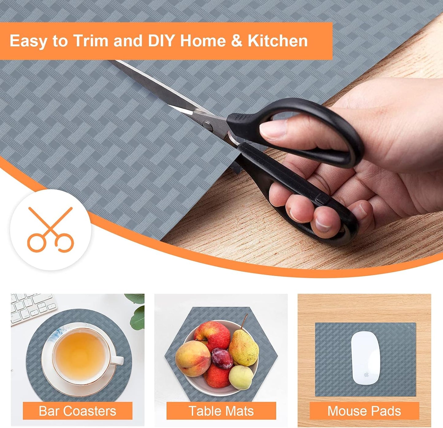 Shelf Liners for Kitchen Cabinets Refrigerator Liners Waterproof & Oil-Proof Kitchen Cupboard Liner Non-Slip Drawer Mats EVA Material Non Adhesive Fridge Mats for Shelves 23.6 x 157.4 Inches