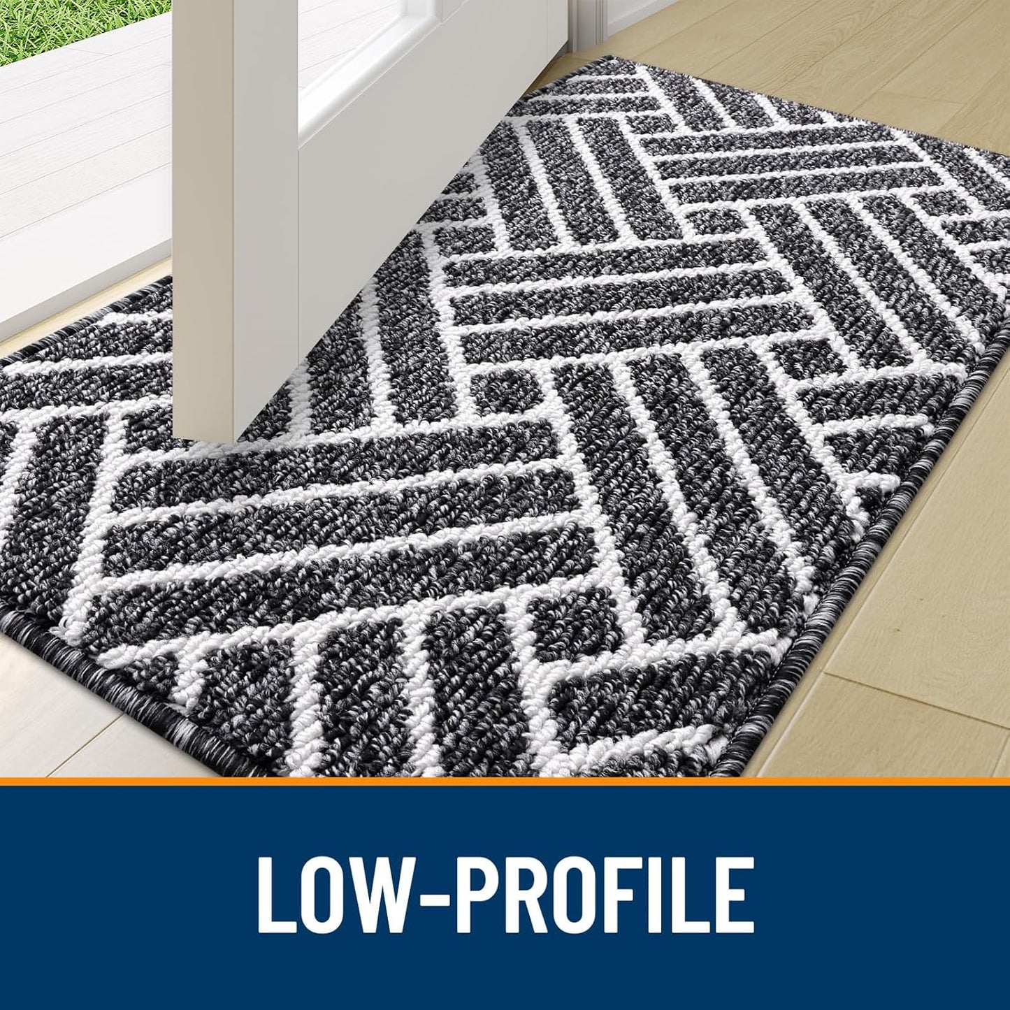 OLANLY Large Indoor Door Mat, 71x47 Inch, Dirt Resistant and Absorbent, Non-Slip Rubber Backing Floor Mats, Easy Clean Low-Profile Doormat for Entryway, Front Door, and Inside Entrance, Black